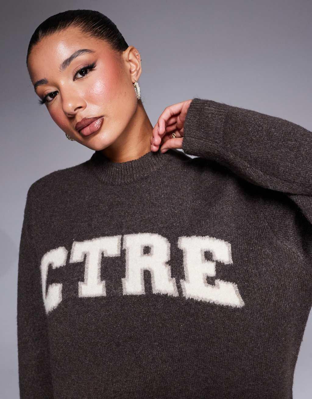 The Couture Club CTRE knit sweater in brown Product Image