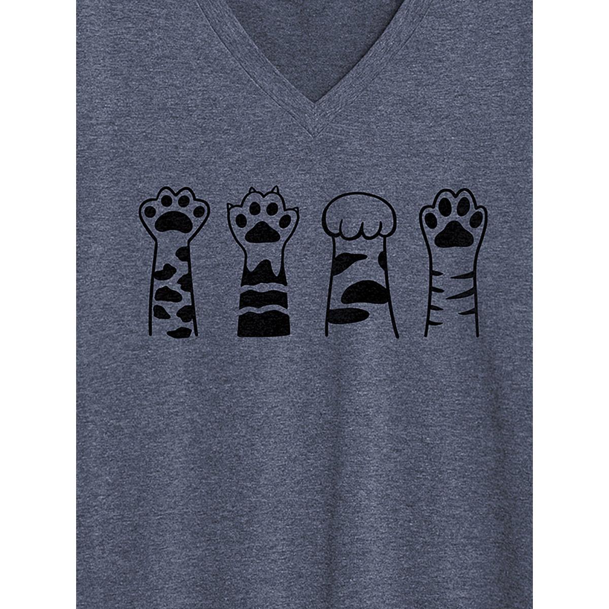 Plus Size Bookish Cat Printed Round Neck T-Shirt Indigo Women Non Animals Round Neck Everyday-Casual T-shirts BloomChic 22-24/3X Product Image