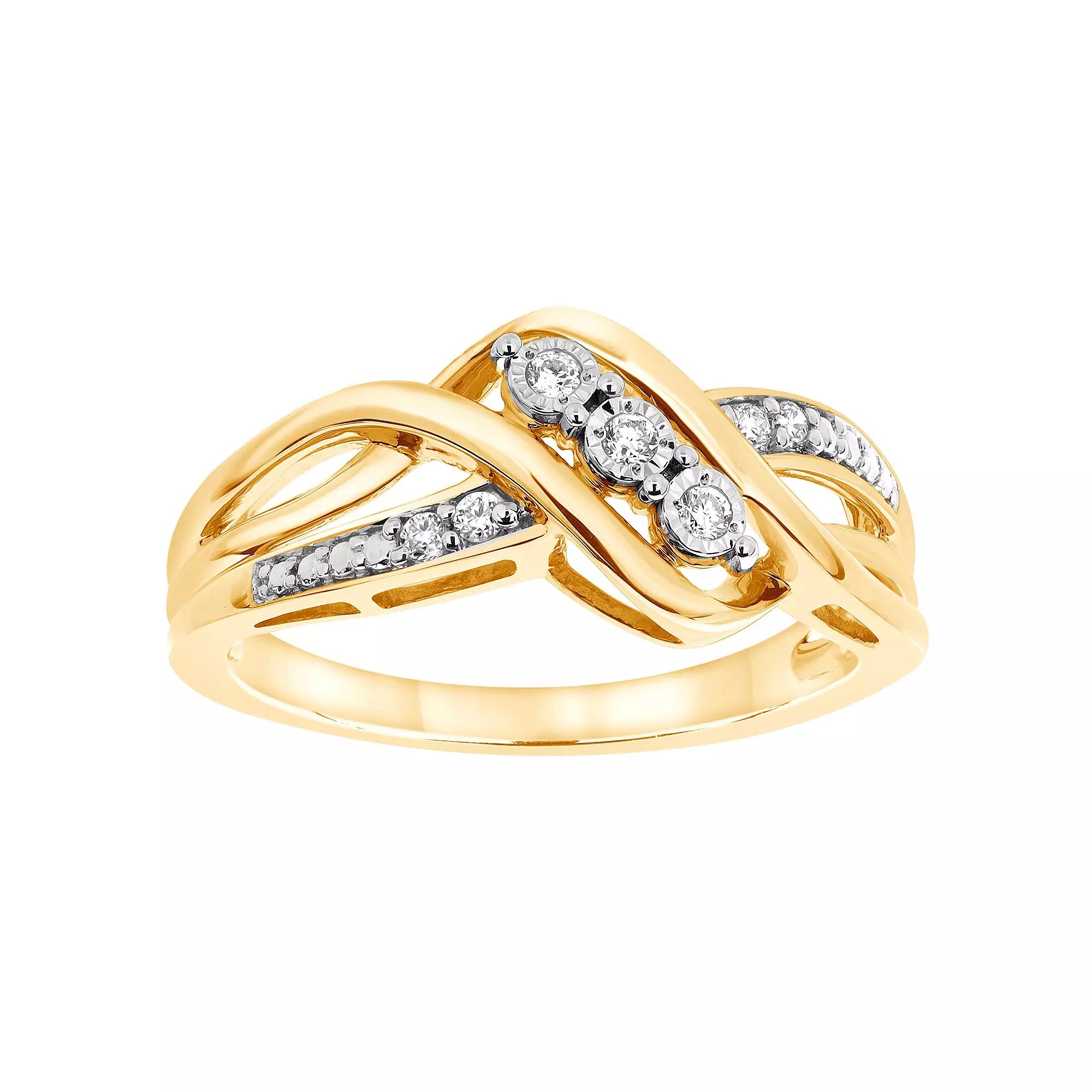 Diamond Brilliance Sterling Silver 1/10 Carat T.W. Lab-Grown Diamond Fashion Ring, Women's, Size: 8, Gold Tone Product Image