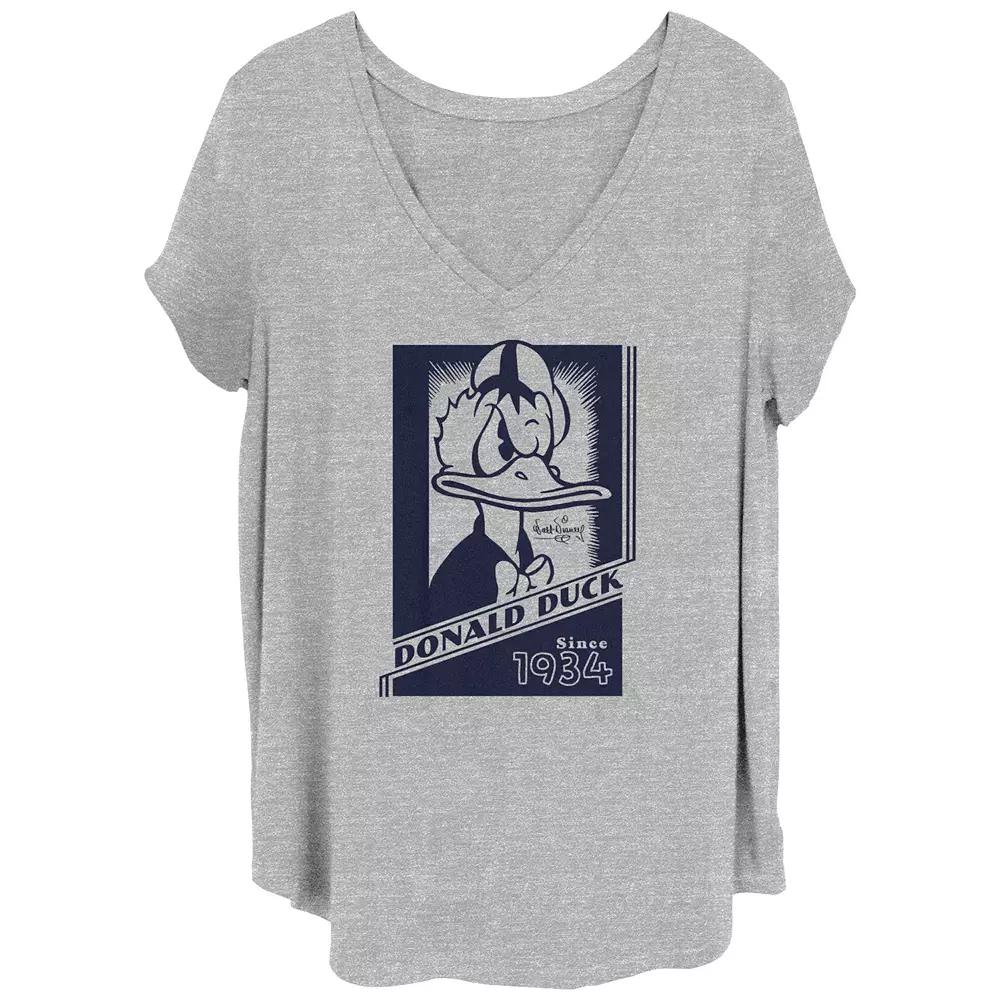Disney's 100th Anniversary Women's Donald Duck Angry Since 1934 Retro V-Neck Tee, Girl's,  Product Image