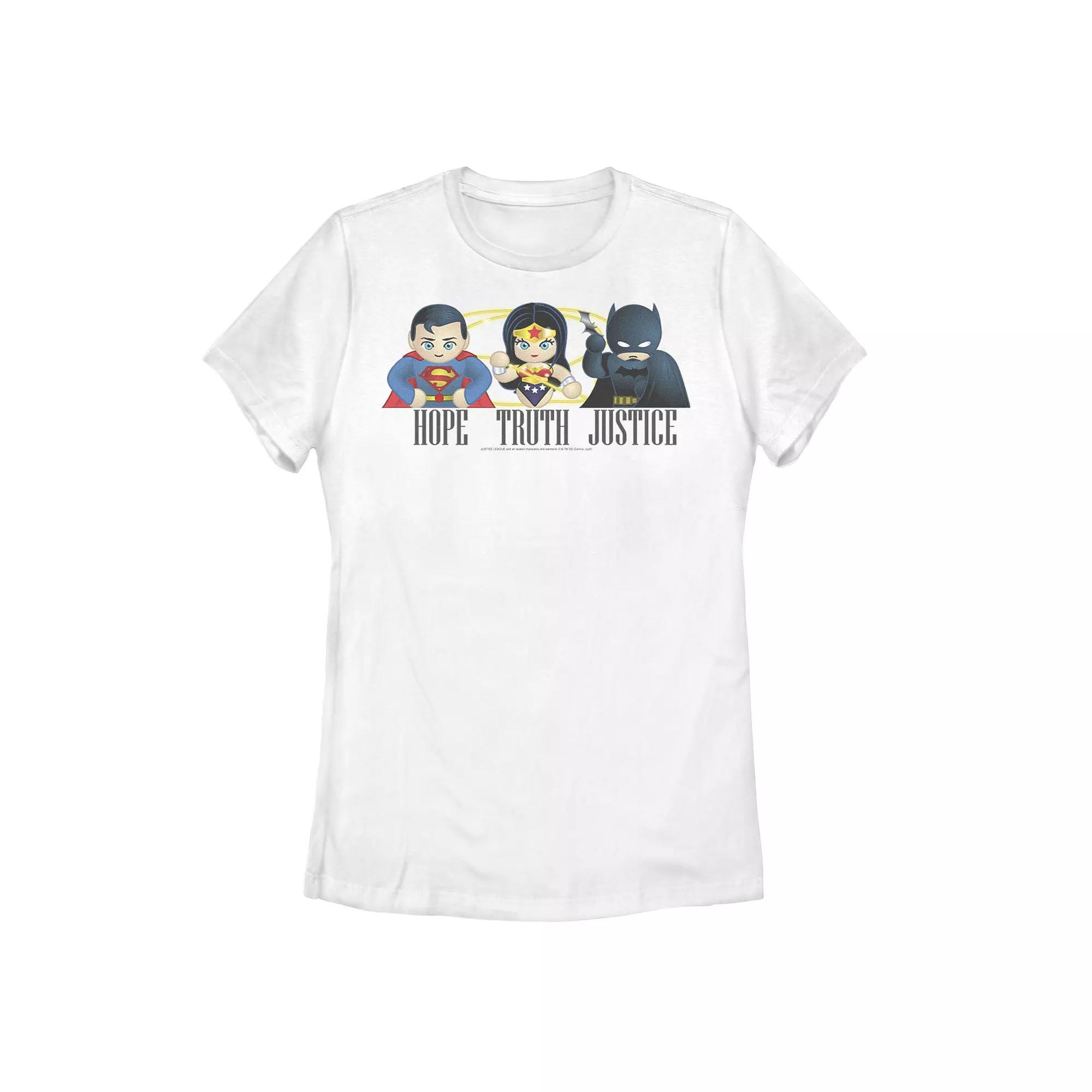 Juniors' DC Fandome Justice League Hope Truth Justice Graphic Tee, Girl's, Size: Medium, White Product Image