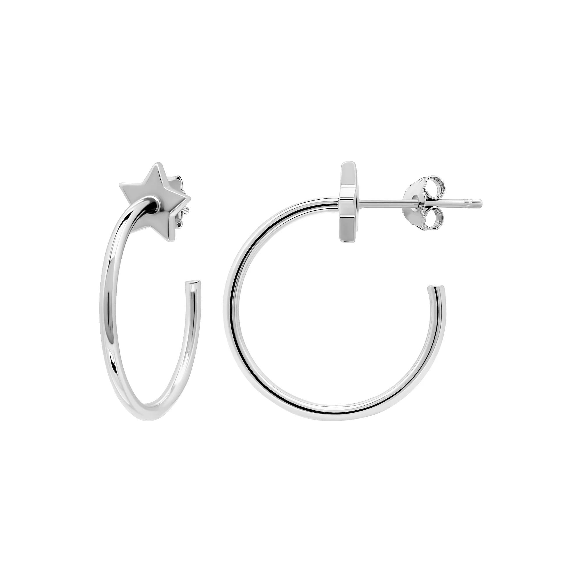 Aleure Precioso 18k Gold Star Posted Hoop Earrings, Women's, Sterling Product Image