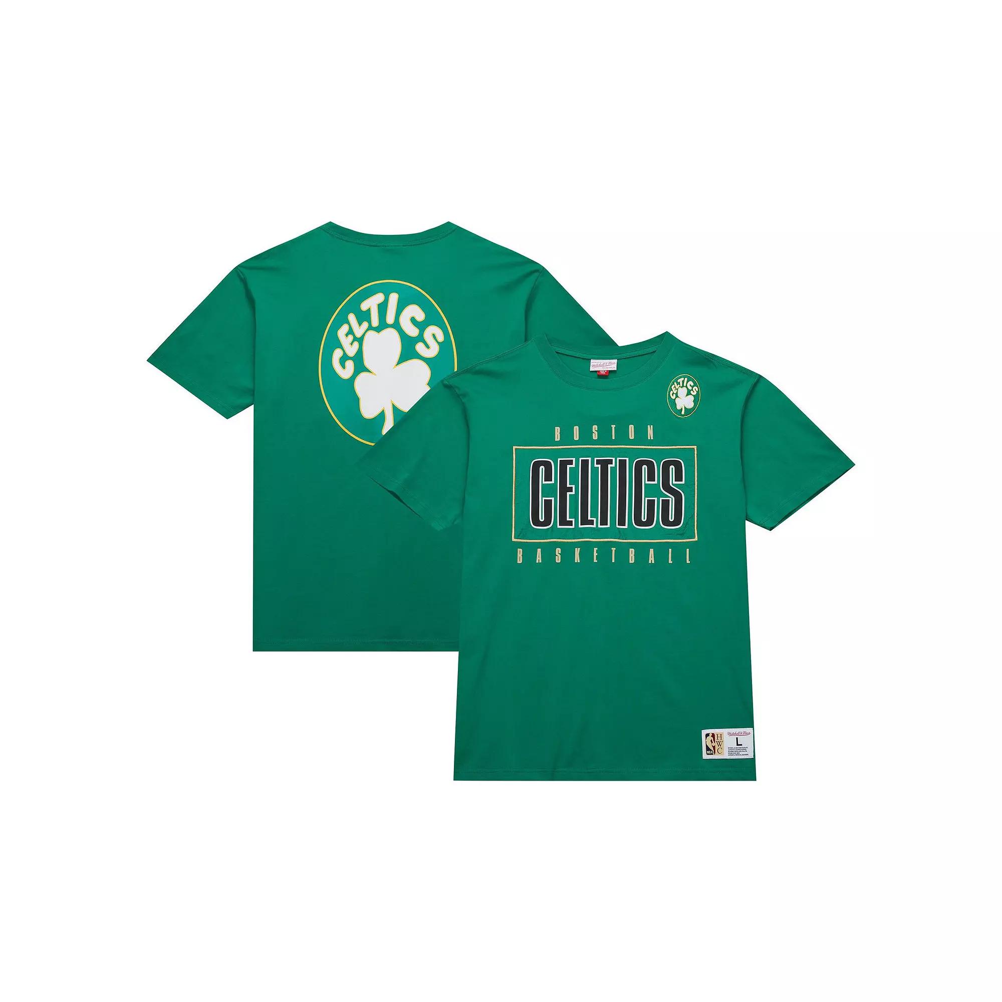 Men's Mitchell & Ness Kelly Green Boston Celtics Hardwood Classics Team OG 2.0 Premium Vintage Logo T-Shirt,  Product Image