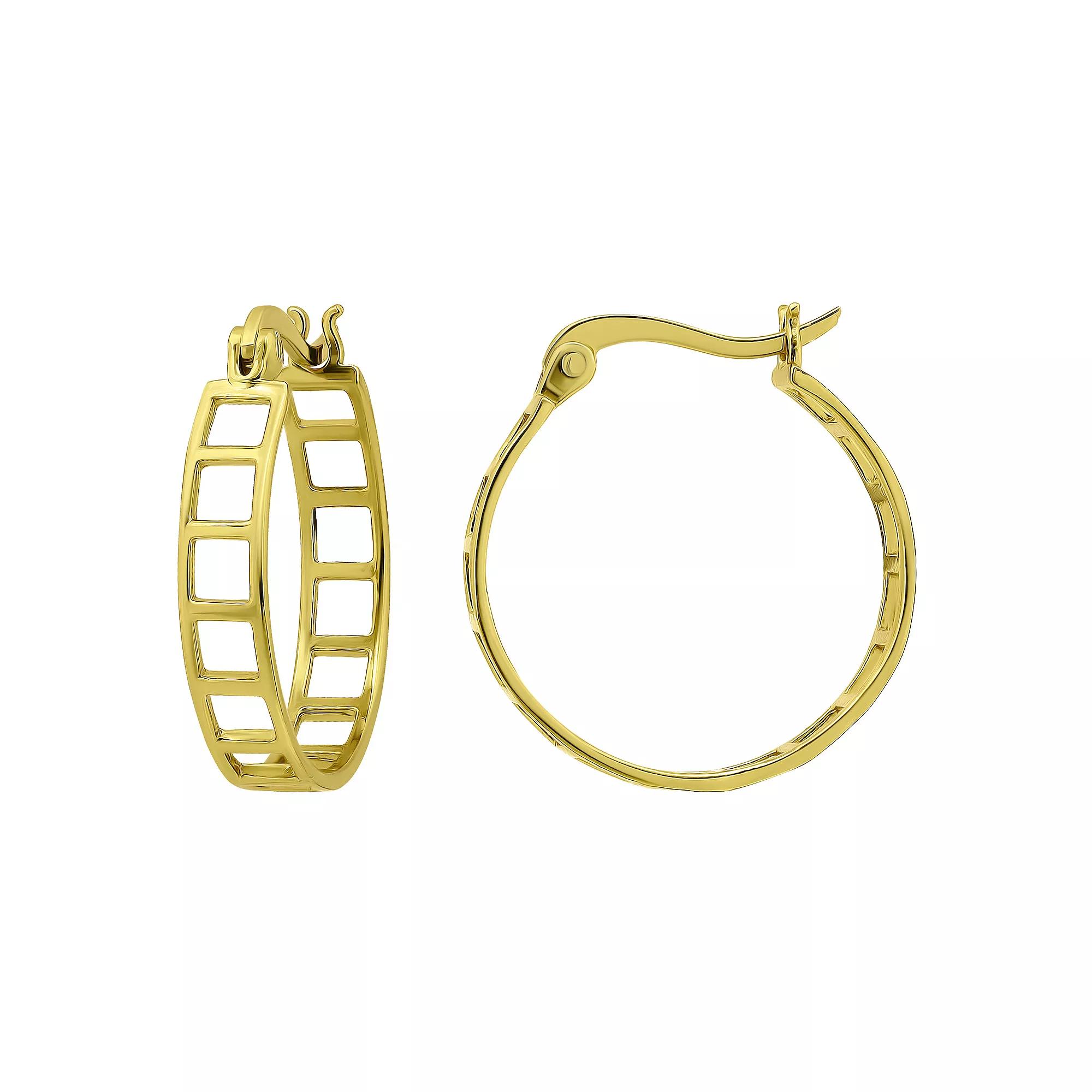 Aleure Precioso Sterling Silver Ladder Design Hoop Earrings, Women's, Gold Tone Product Image