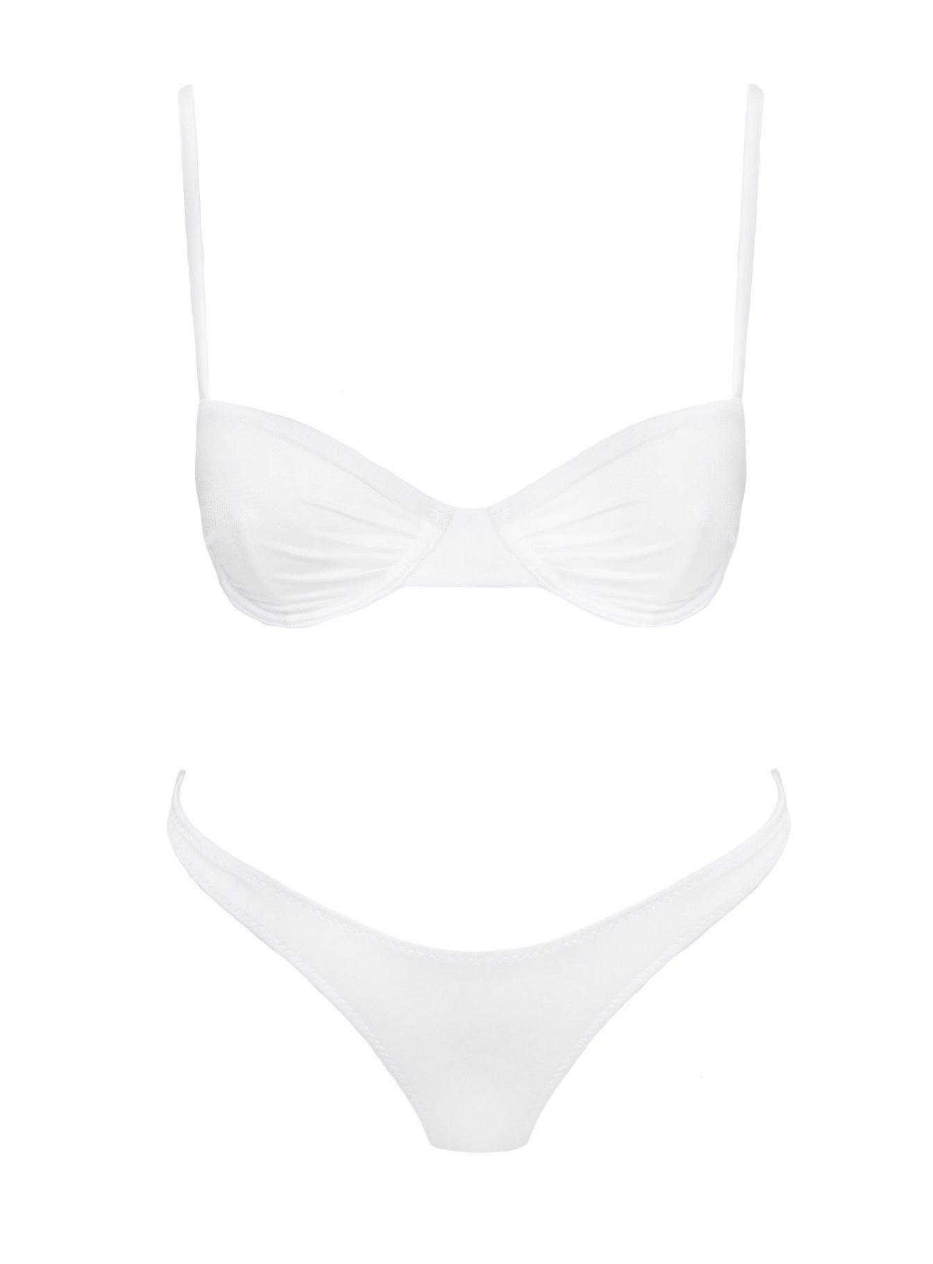 Sadley High Cut Shine Bikini Bottoms White Product Image