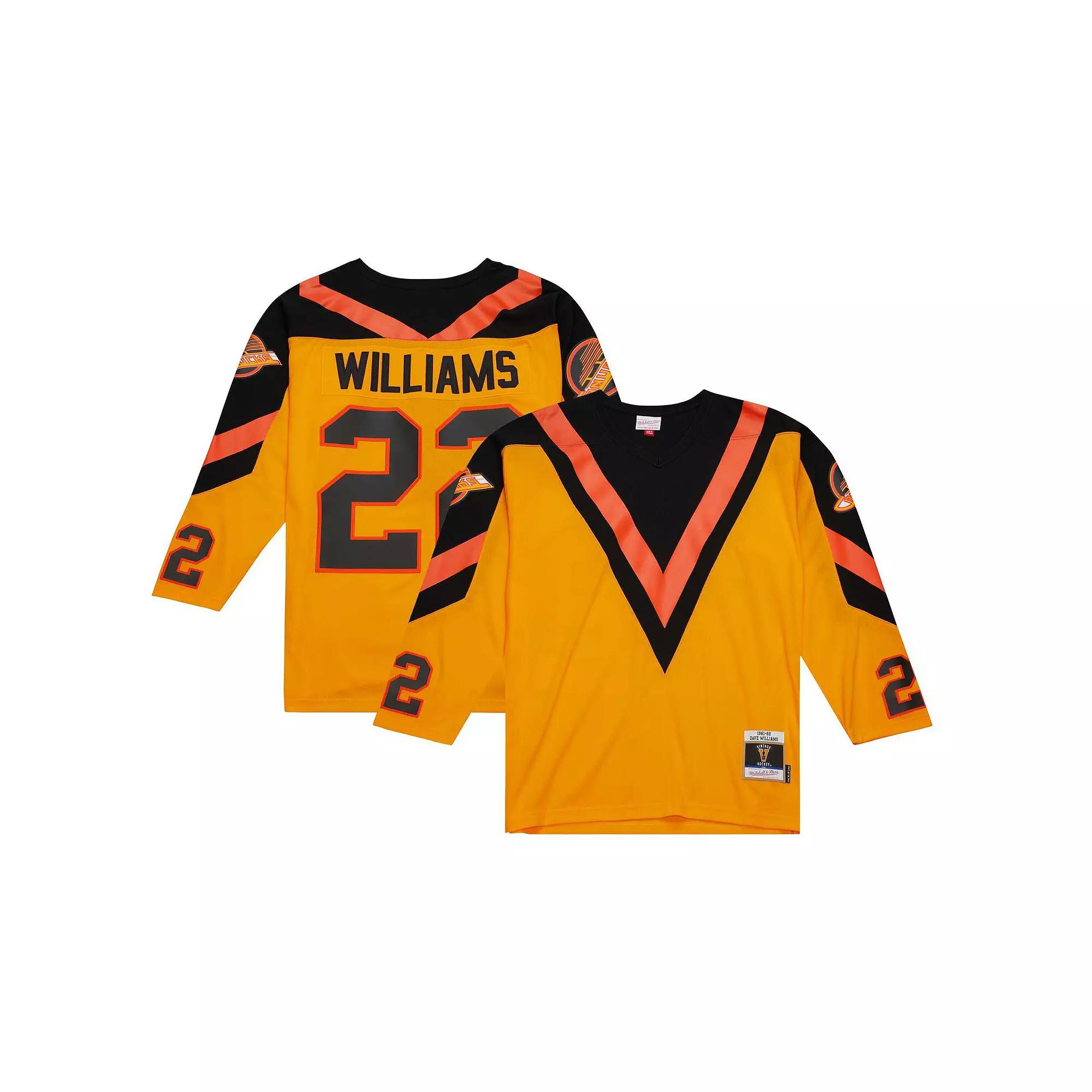 Men's Mitchell & Ness Dave Williams Yellow Vancouver Canucks Men's 1981/82 Blue Line Player Jersey, Size: Large, Cnk Yellow Product Image