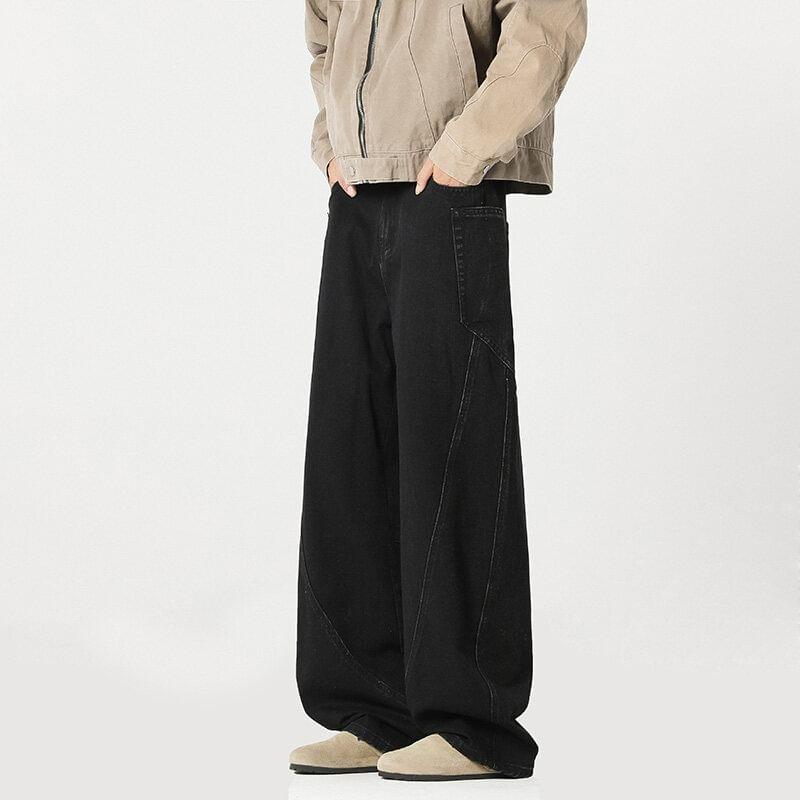 Mid Rise Washed Wide Leg Cargo Jeans Product Image