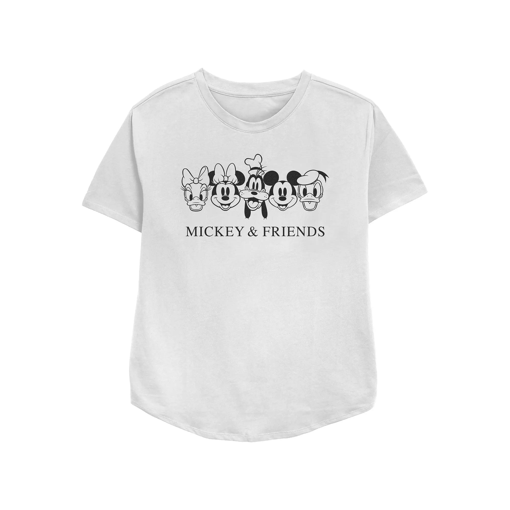 Disney's Mickey Mouse And Friends Character Head Lineup Women's Relaxed Fit Graphic Tee,  Product Image