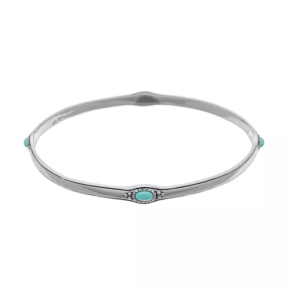 Sterling Silver Simulated Turquoise Bangle Bracelet, Women's, Size: 8", Blue Product Image