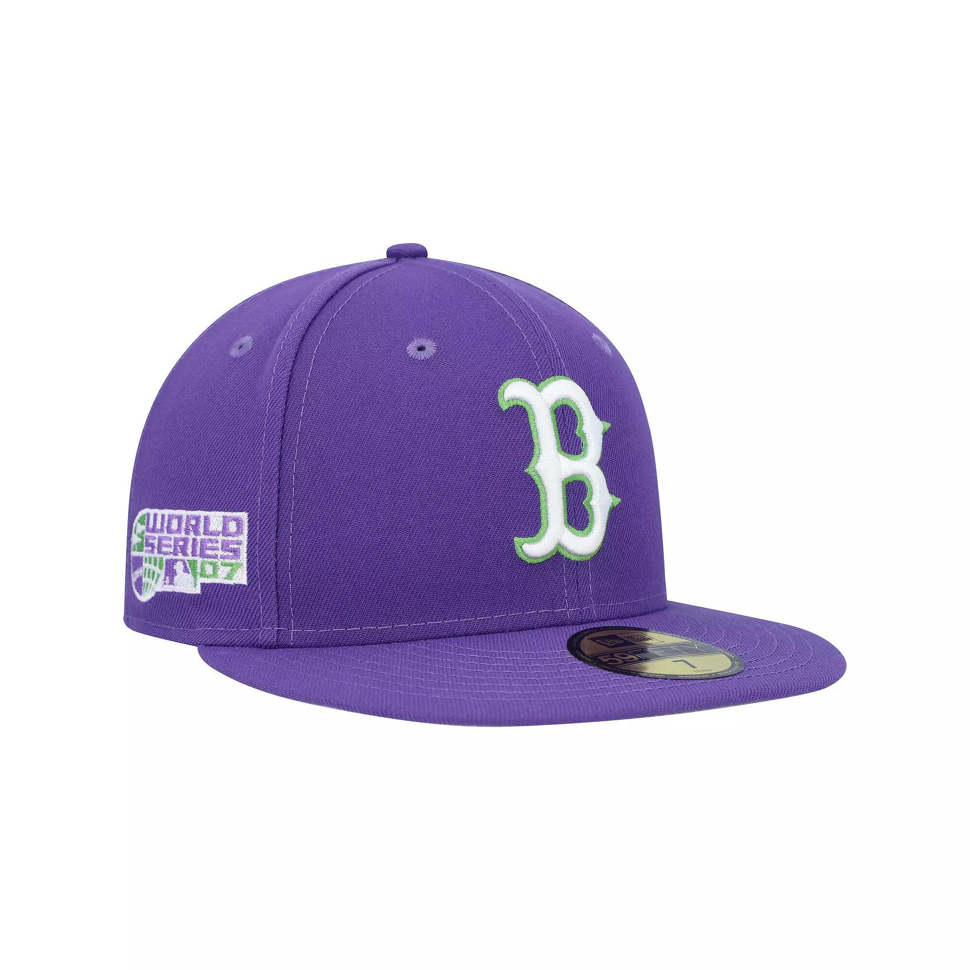 Men's New Era Purple Boston Red Sox Lime Side Patch 59FIFTY Fitted Hat,  Product Image
