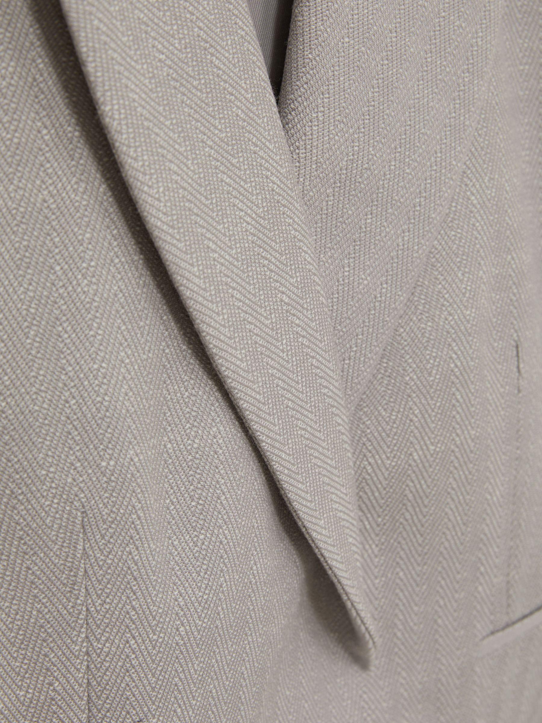 Double-Breasted Cropped Wool-Blend Blazer in Grey Product Image