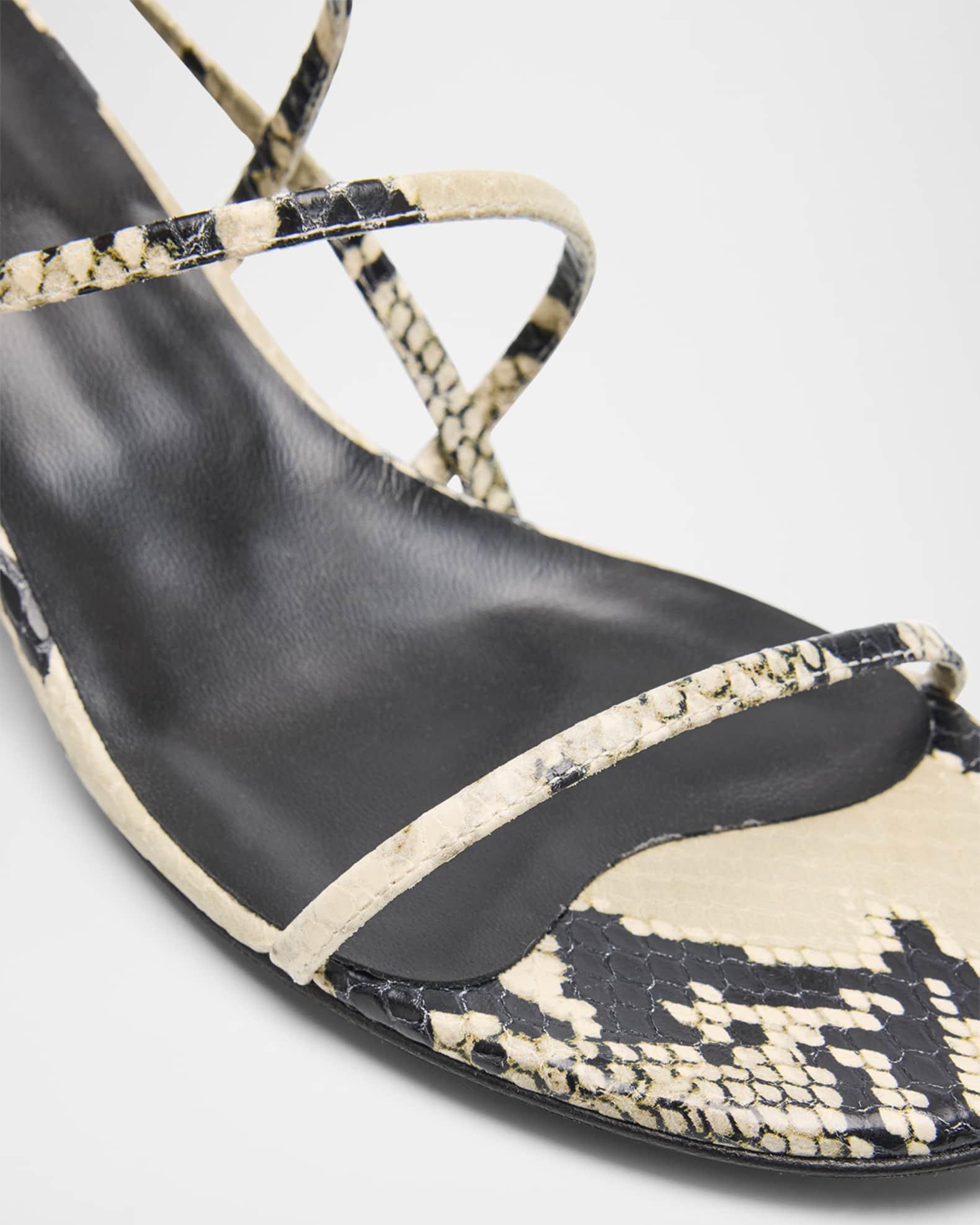 Strappy Python-Embossed Kitten Sandals Product Image