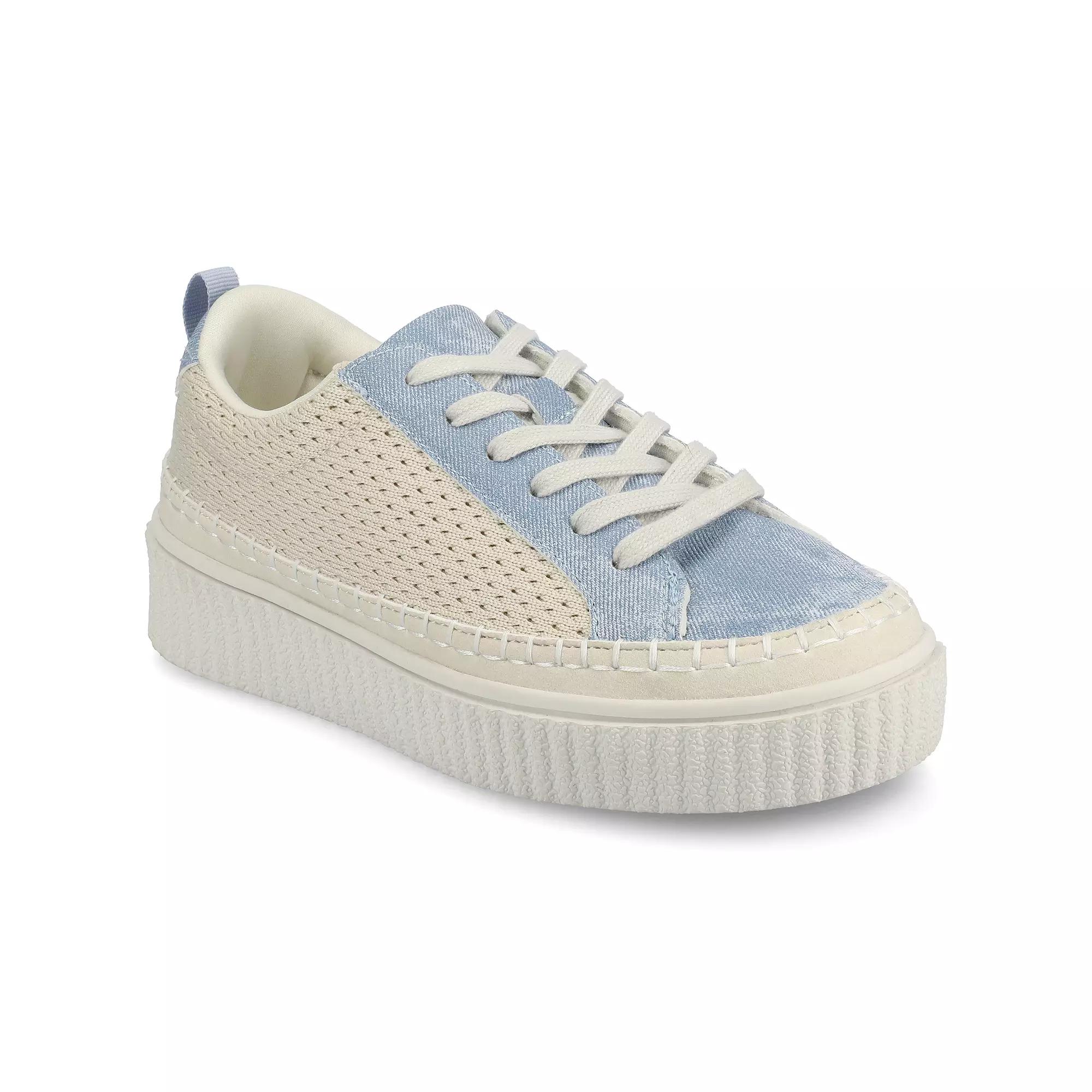 Journee Pazey Womens Casual Lace-Up Platform Sneakers Blue Product Image