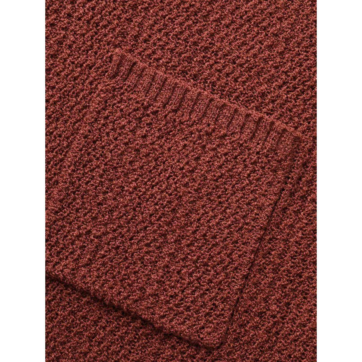 Plus Size Solid Tassel Trim Patched Pocket Cardigan Russet Women Resort Loose Long Sleeve Vacation Cardigans BloomChic 18-20/2X Product Image