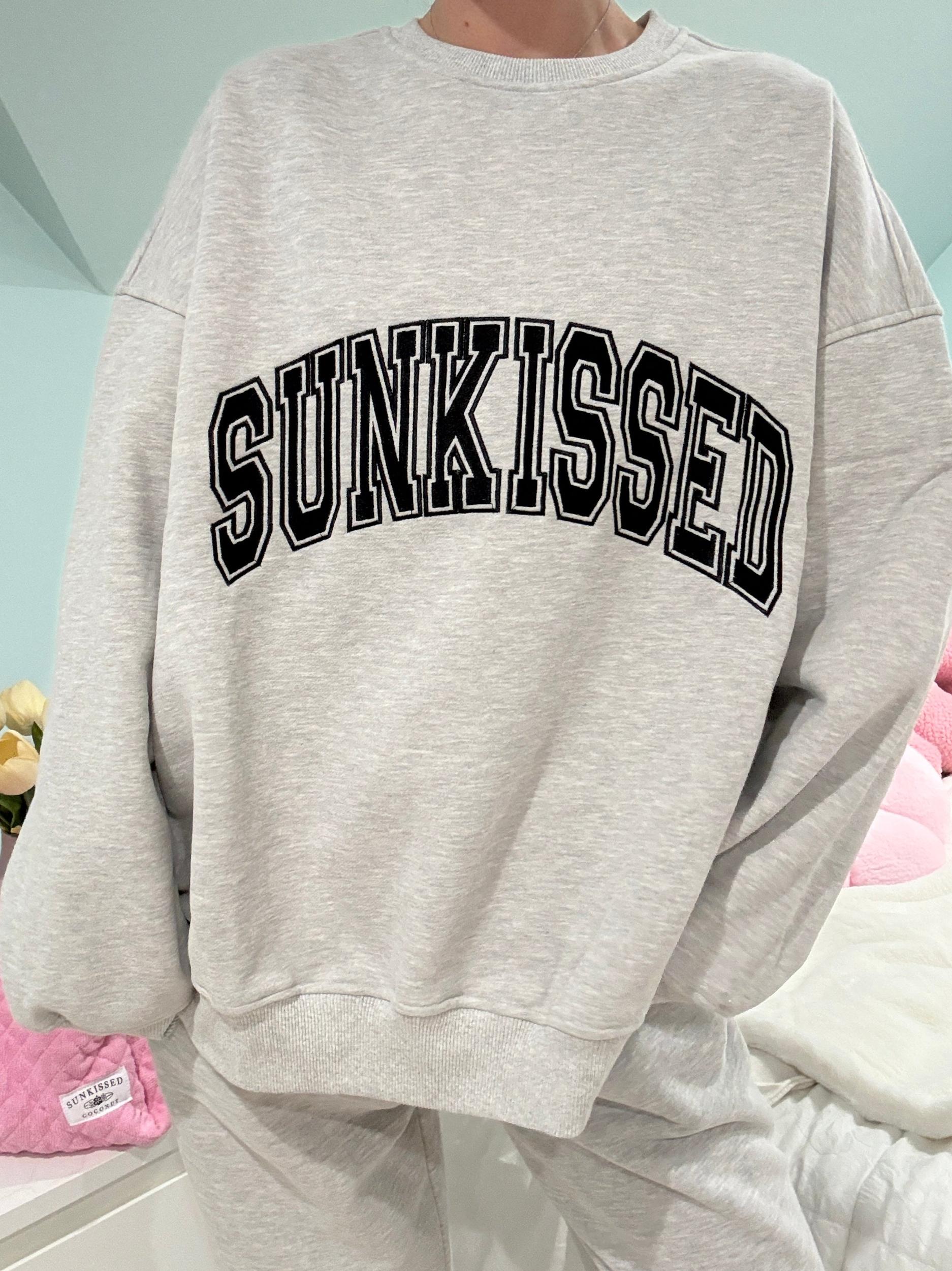 Afternoon Grey Sunkissed Varsity Embroider Sweatshirt Product Image