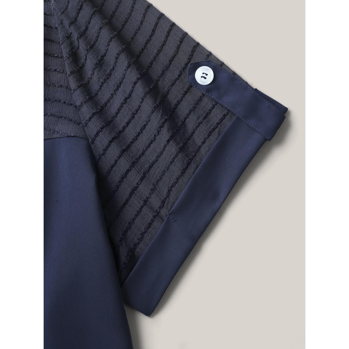 Plus Size Aegean Sheer Neck Collar Tab Sleeve Blouse Women Short sleeve Shirt collar Work Blouses BloomChic 30/6X Product Image