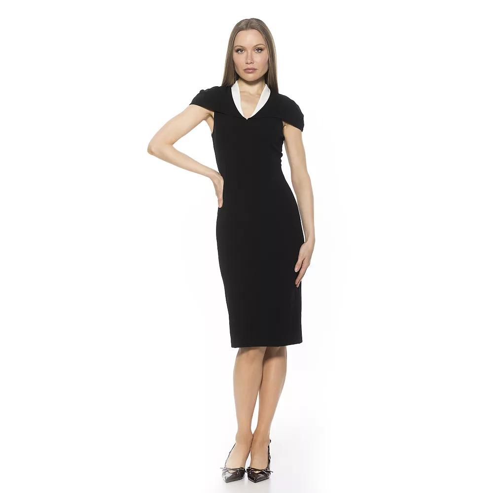 Women's ALEXIA ADMOR Tati Contrast Collar Cape Sheath Dress,  Product Image