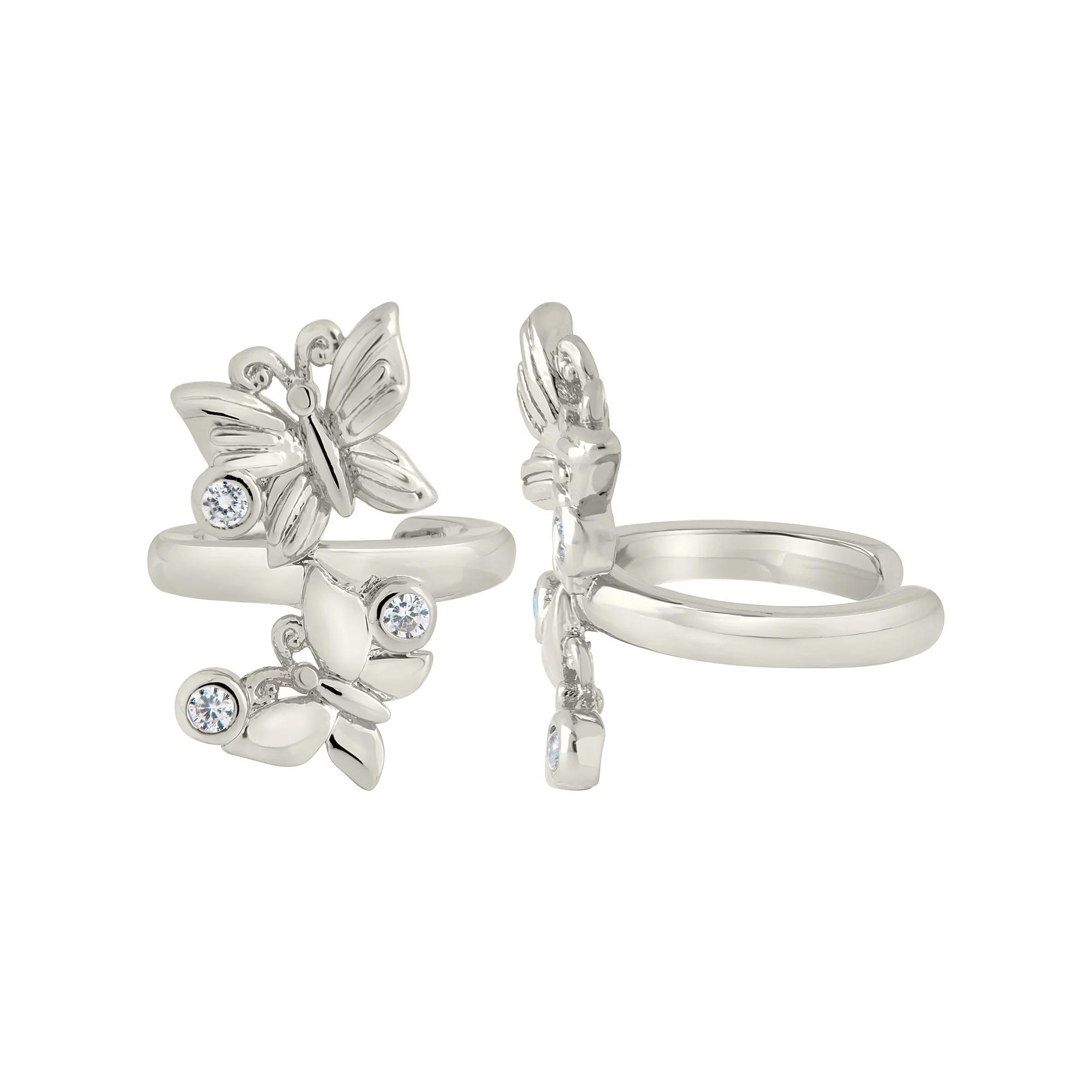 MC Collective Cubic Zirconia Butterfly Ear Cuff Set, Women's, Silver Tone Product Image