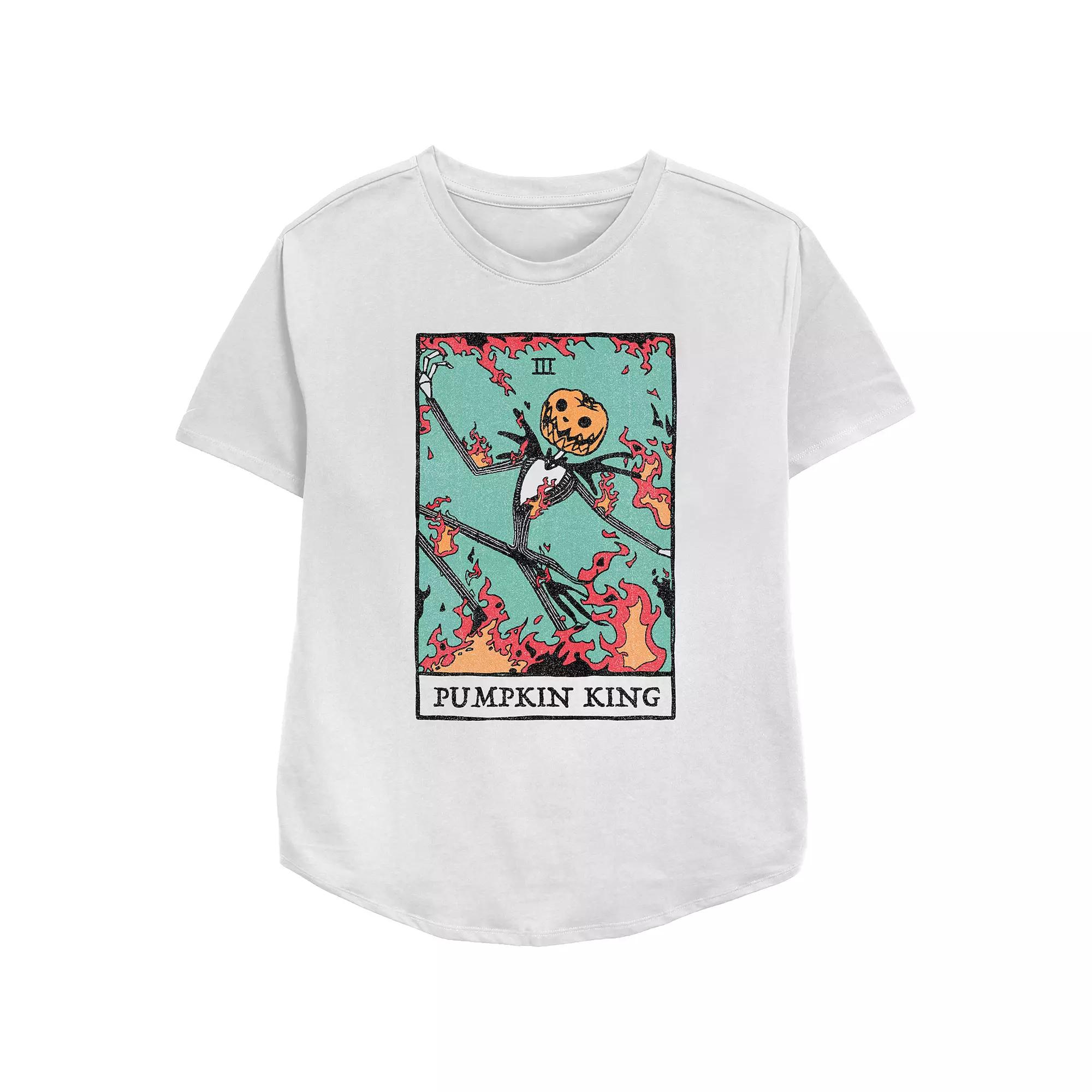 Disney's The Nightmare Before Christmas Juniors' Pumpkin King Card Relaxed Fit Graphic Tee, Women's,  Product Image