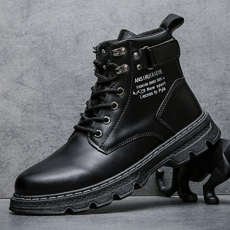 Lettering Lace-Up Short Boots Product Image