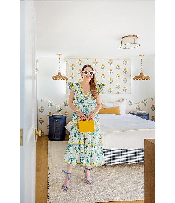 SAIL to SABLE x Style Charade Floral Print V-Neck Flutter Sleeve Midi Dress Product Image