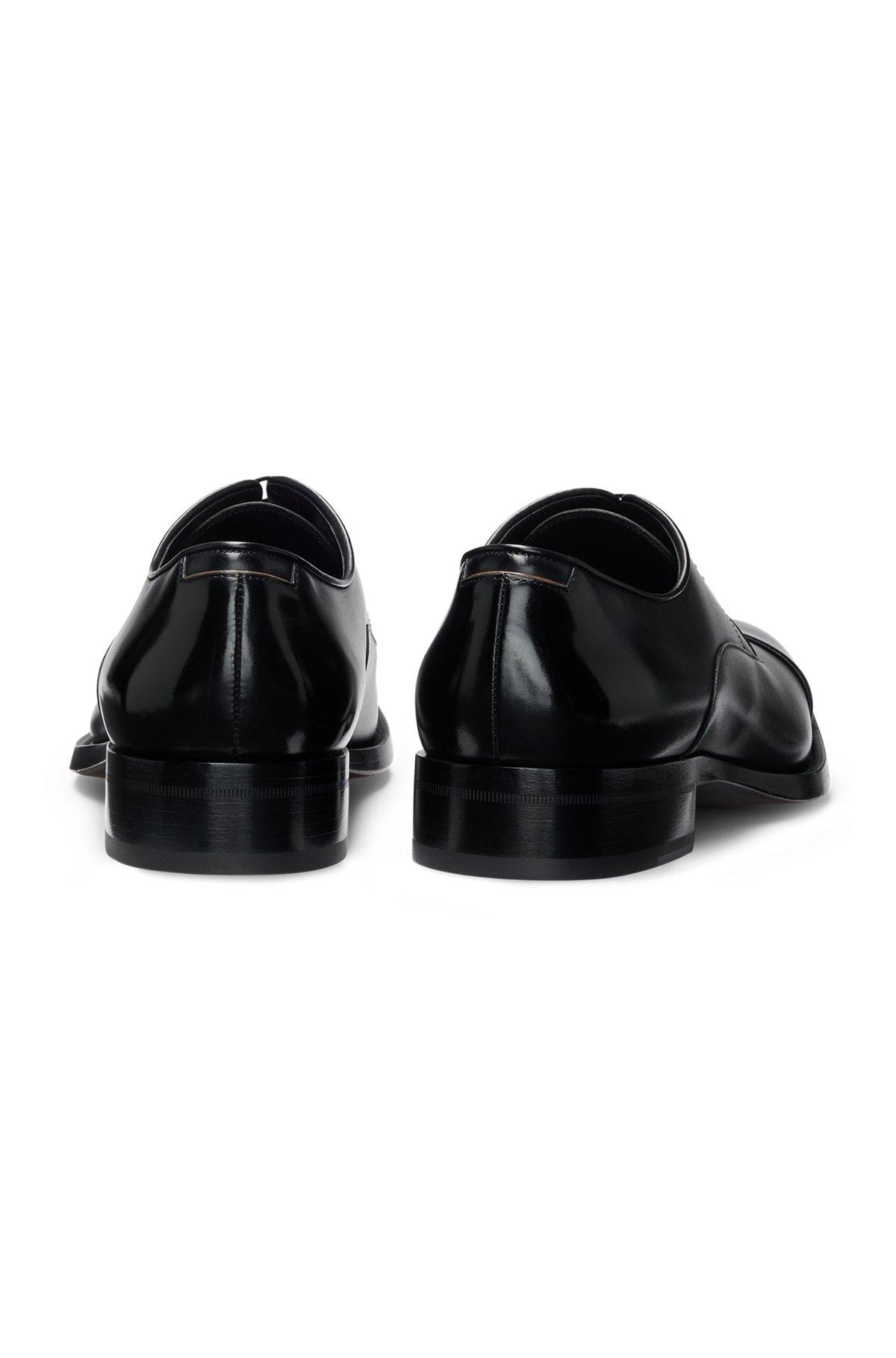 BOSS - Leather Derby shoes with cap toe - Black Product Image
