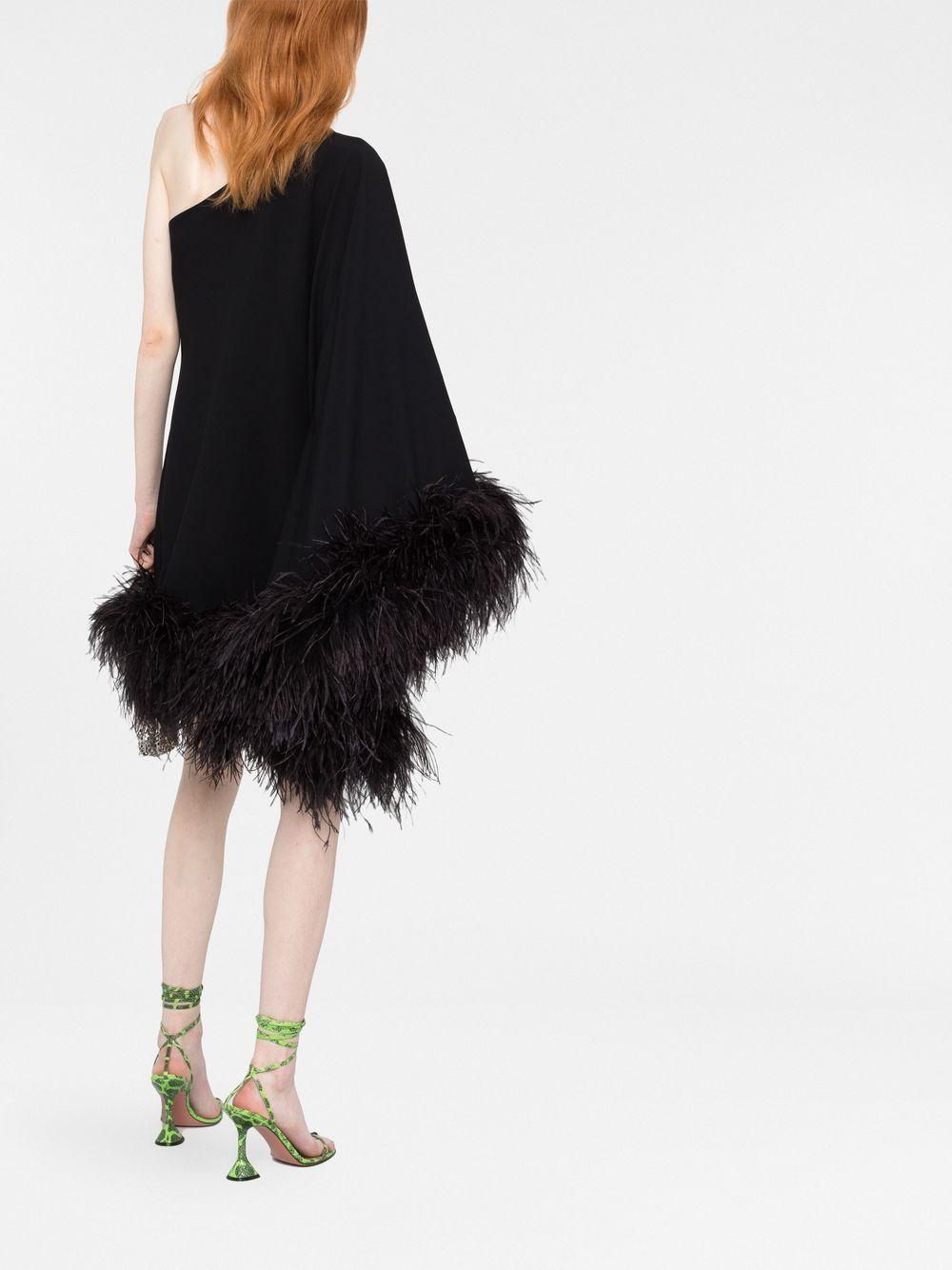 Piccolo Ubud feather-trim one-shoulder dress Product Image