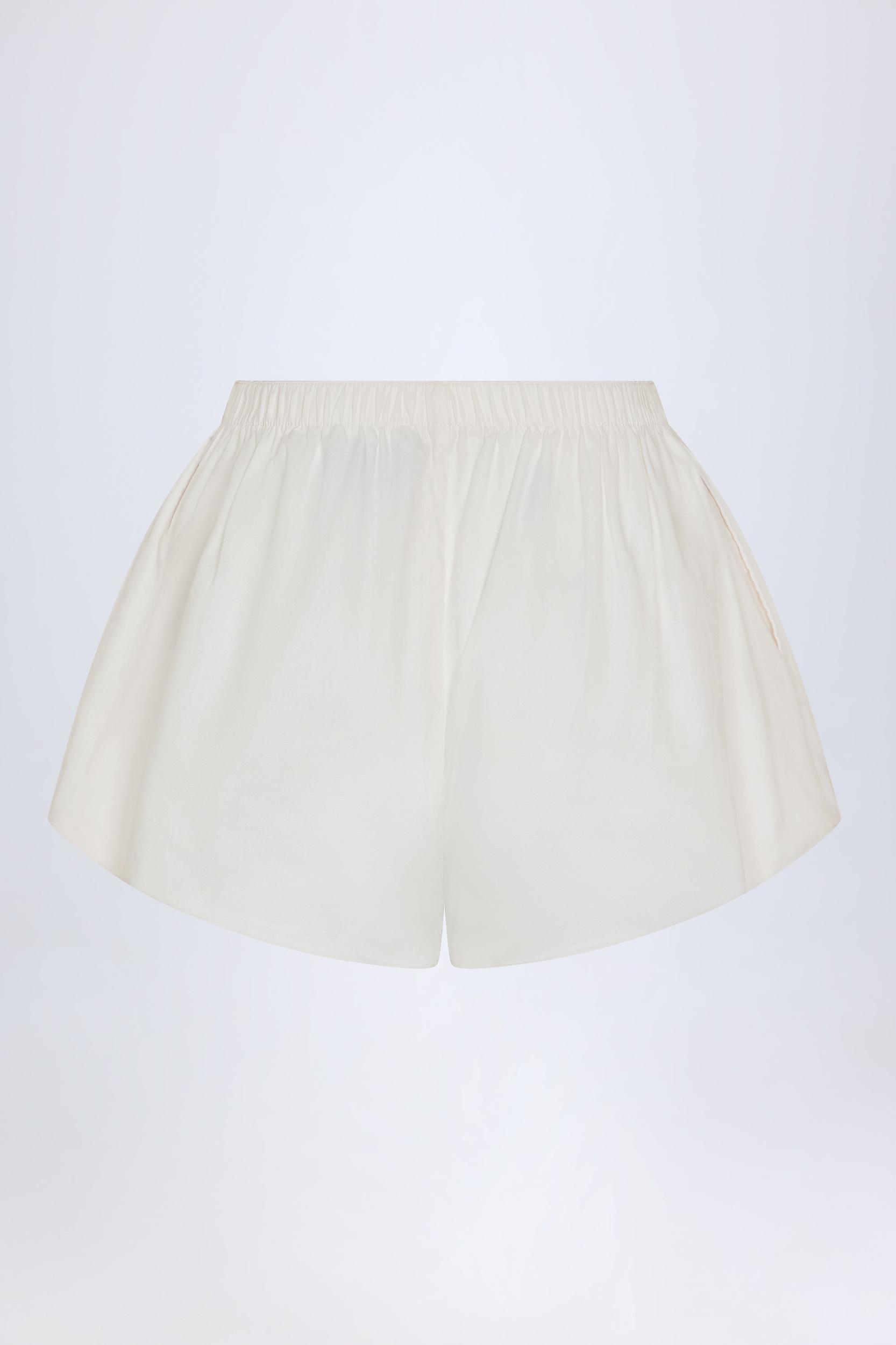 Tie-Front Cotton-Poplin Shorts in White Product Image
