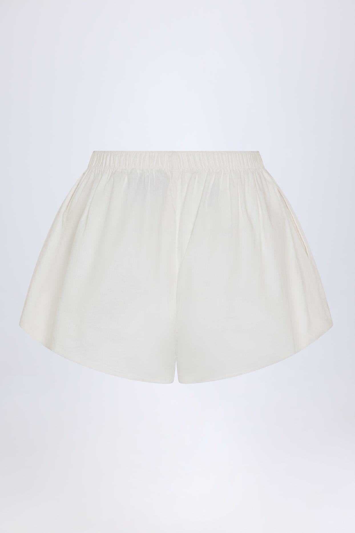 Tie-Front Cotton-Poplin Shorts in White Product Image