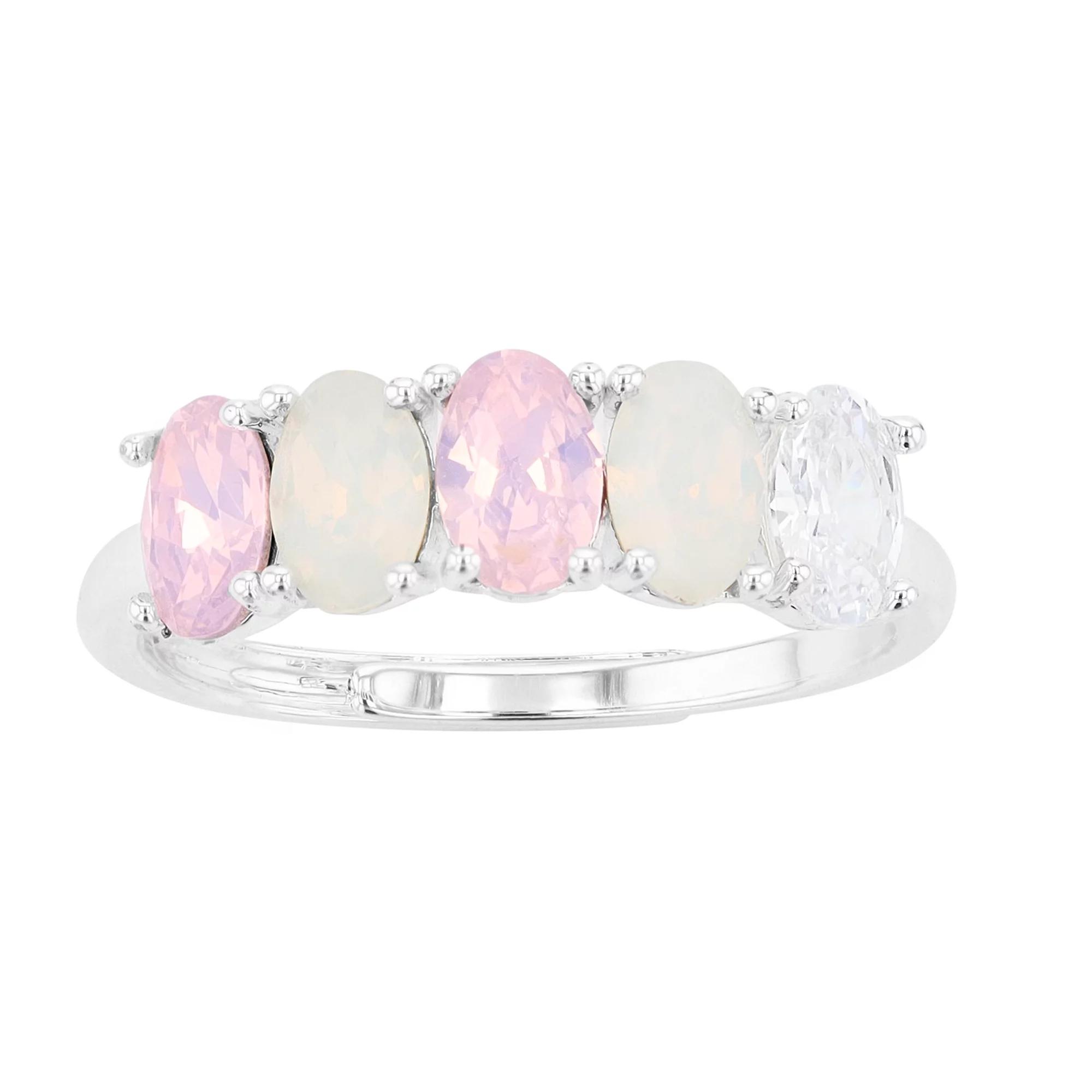 City Luxe 5-Stone Birthstone Crystal Ring, Women's, Silver Tone October Product Image