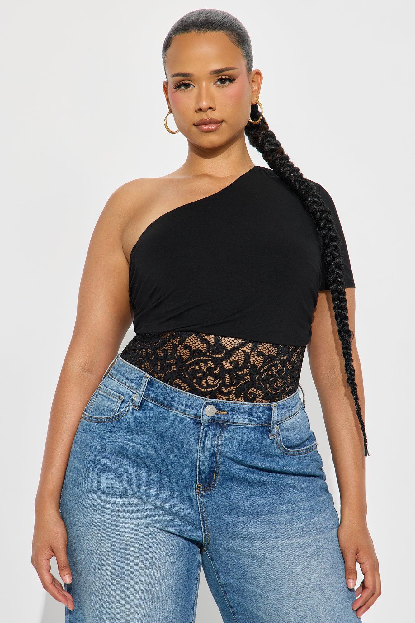 Eisley One Shoulder Short Sleeve Bodysuit - Black Female Product Image