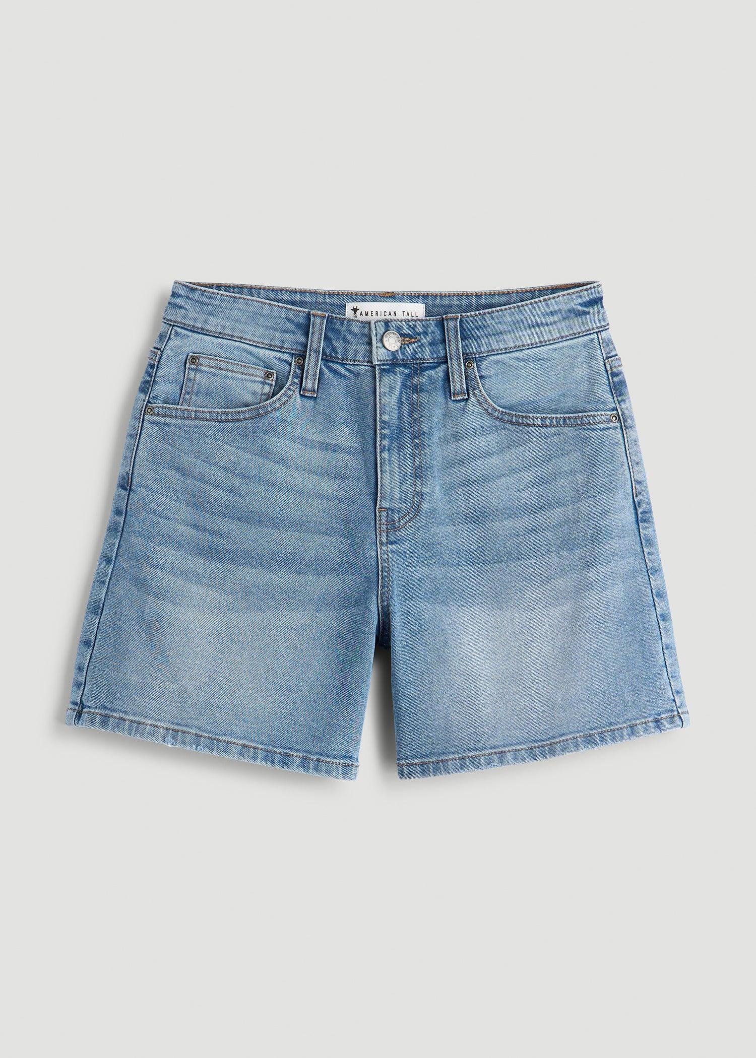 High Rise Denim Shorts for Tall Women in Heritage Faded Female Product Image