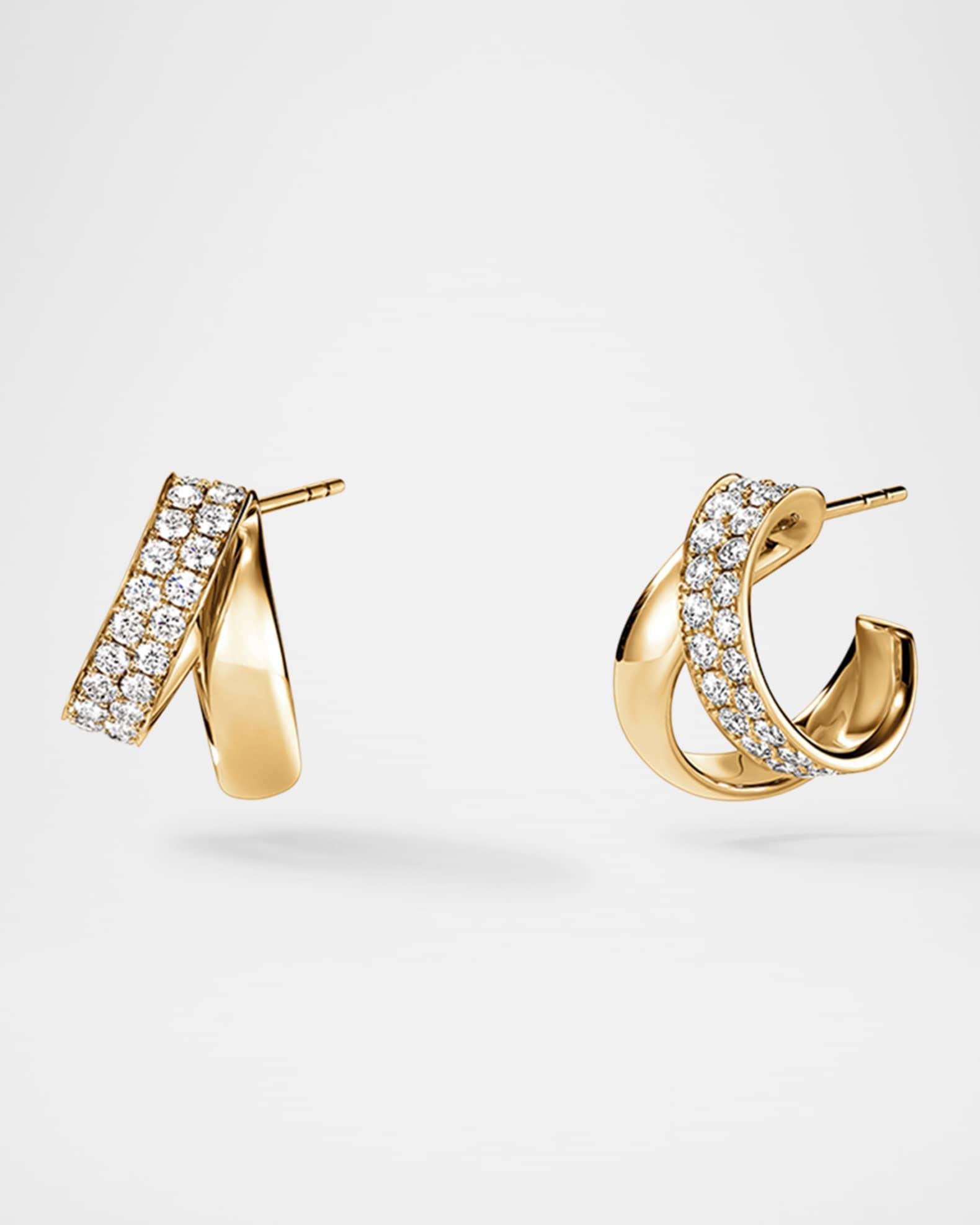 18K Yellow Gold Inside Out Spiral Diamond Earrings Product Image