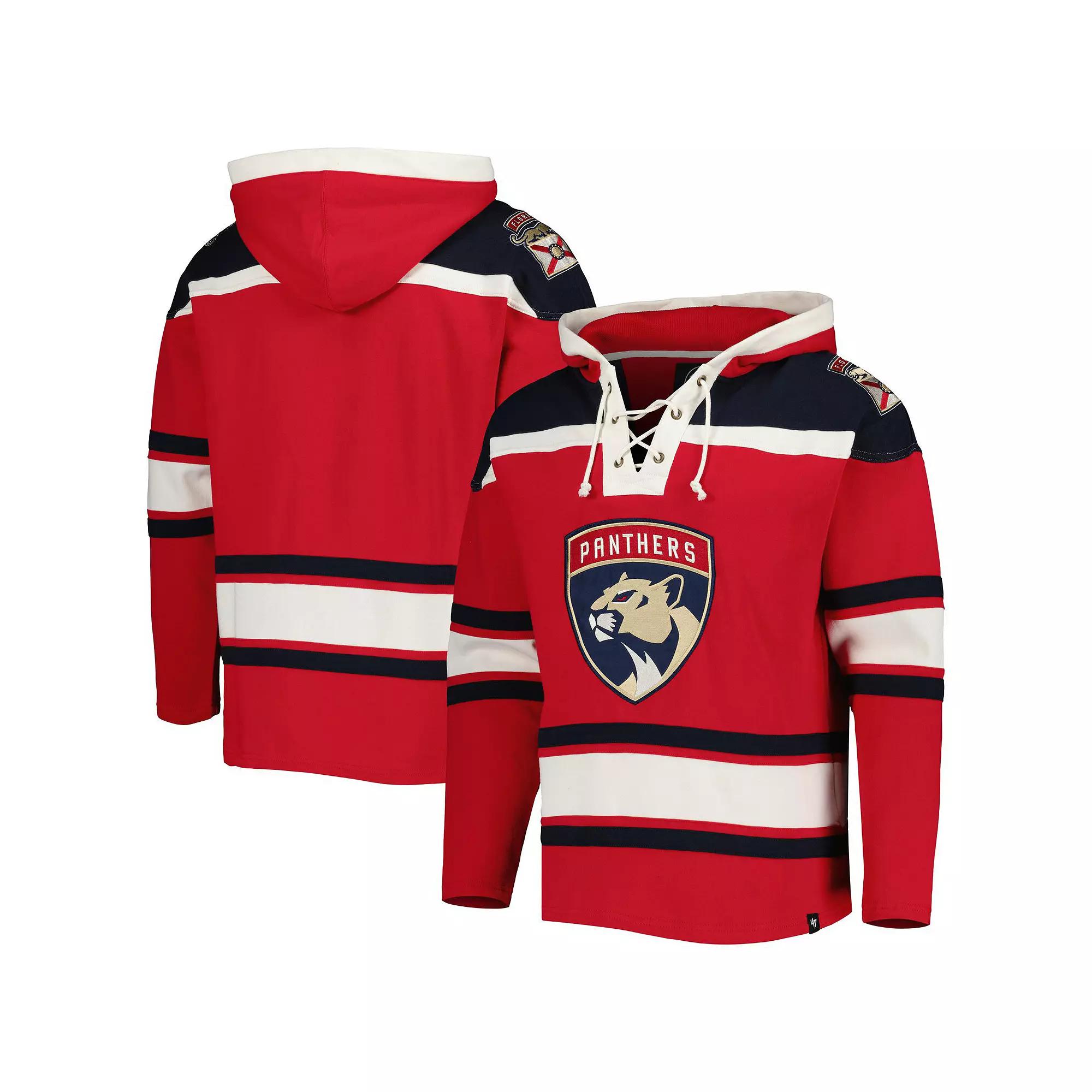 Men's '47 Red Florida Panthers Superior Lacer Pullover Hoodie,  Product Image