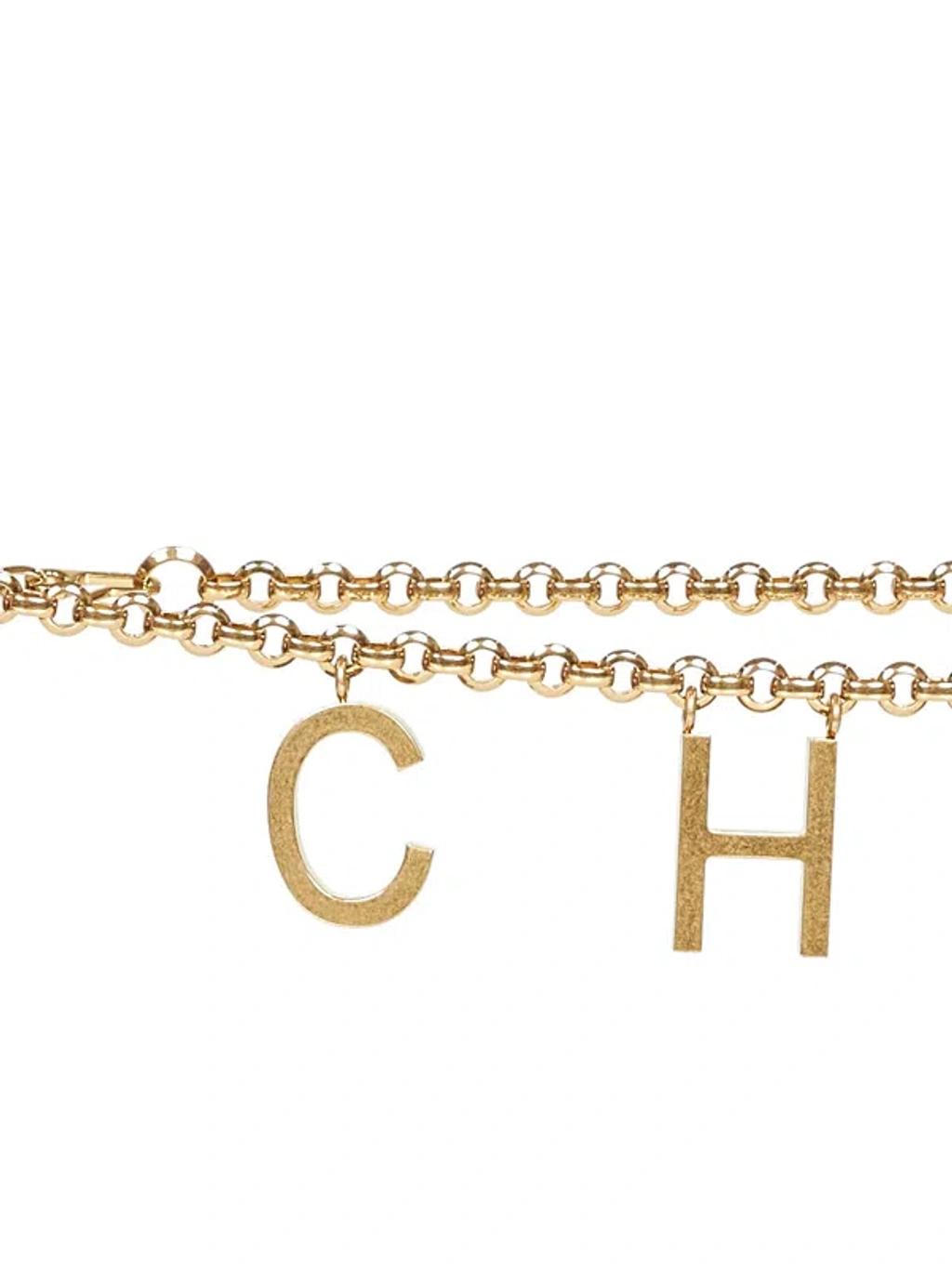 CHLOÉ Metallic Belt With Adjustable Hook Closure And Logo Lettering Charm In Brass Woman In Gold Product Image