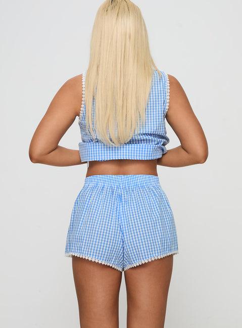 Jaycob Tie Front Set Blue Gingham Product Image