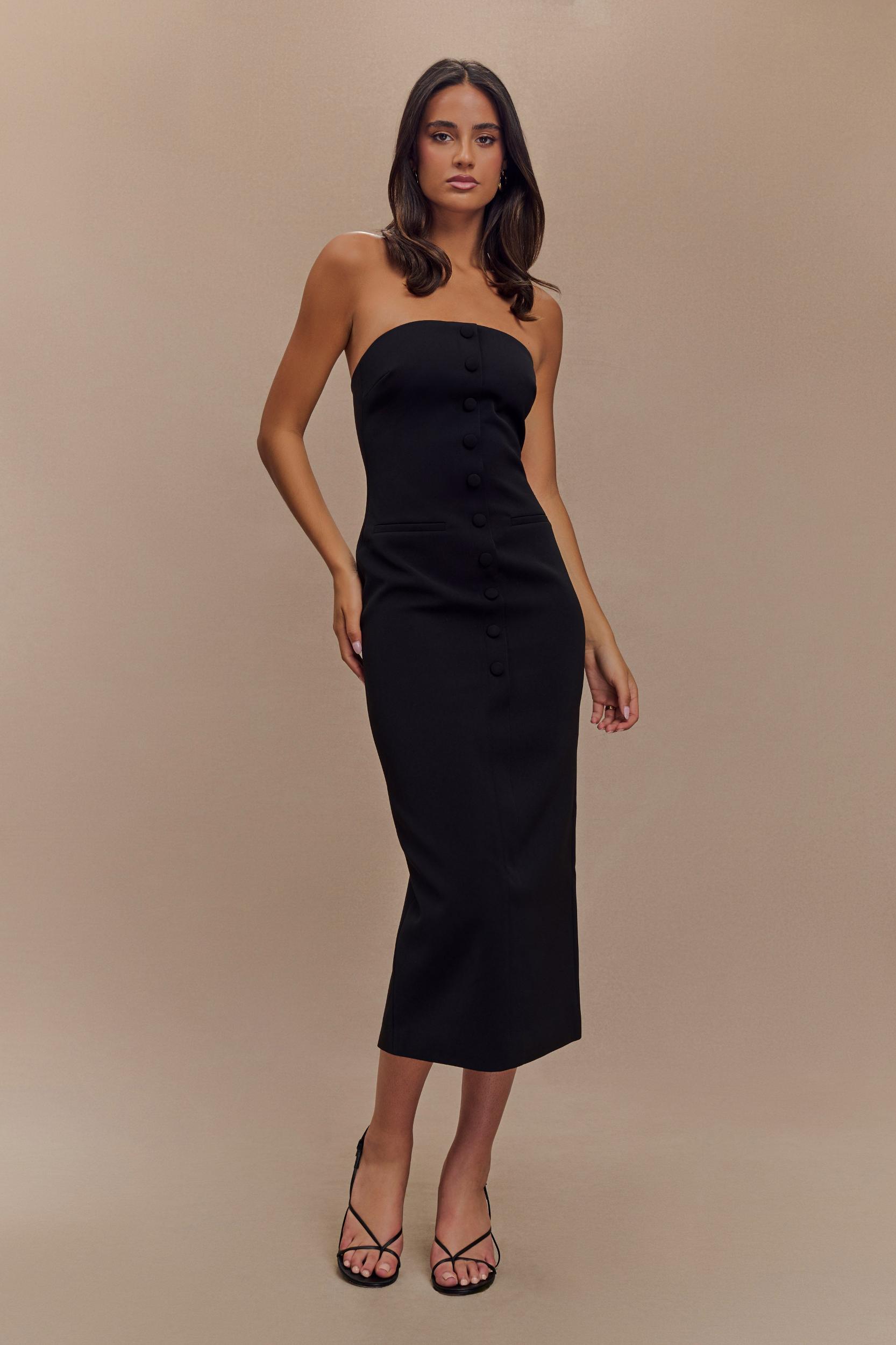 Sussan Strapless Midi Dress - Black Product Image