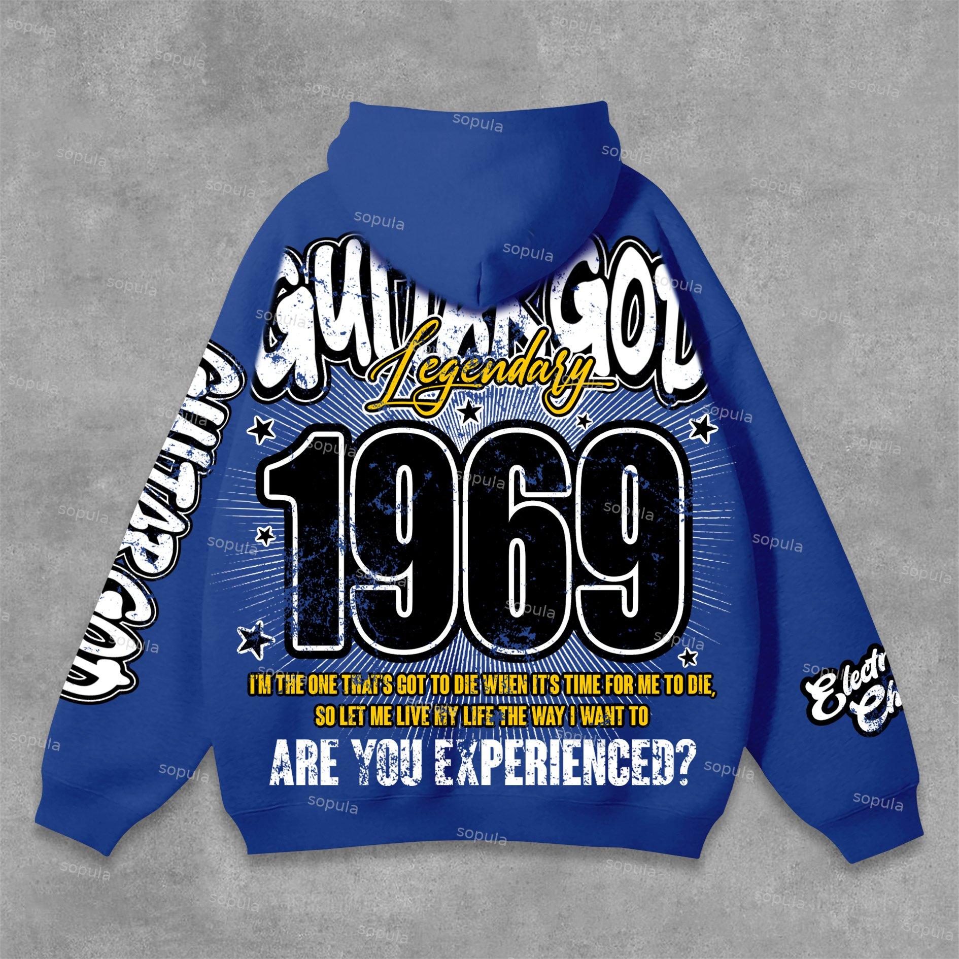 Sopula Jimi Hendrix Art 1969 Guitar God Graphics Hoodie Product Image