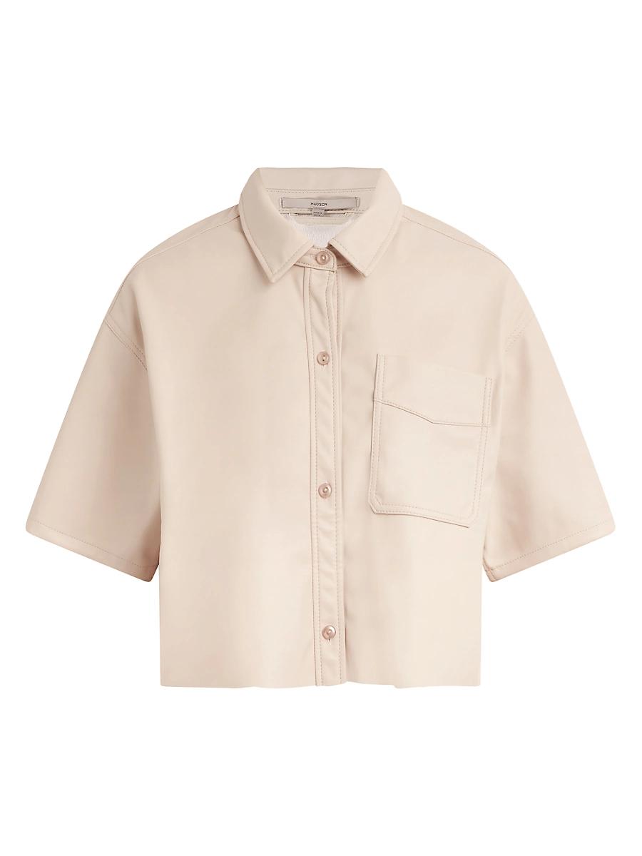 Womens Oversized Crop Shirt Product Image