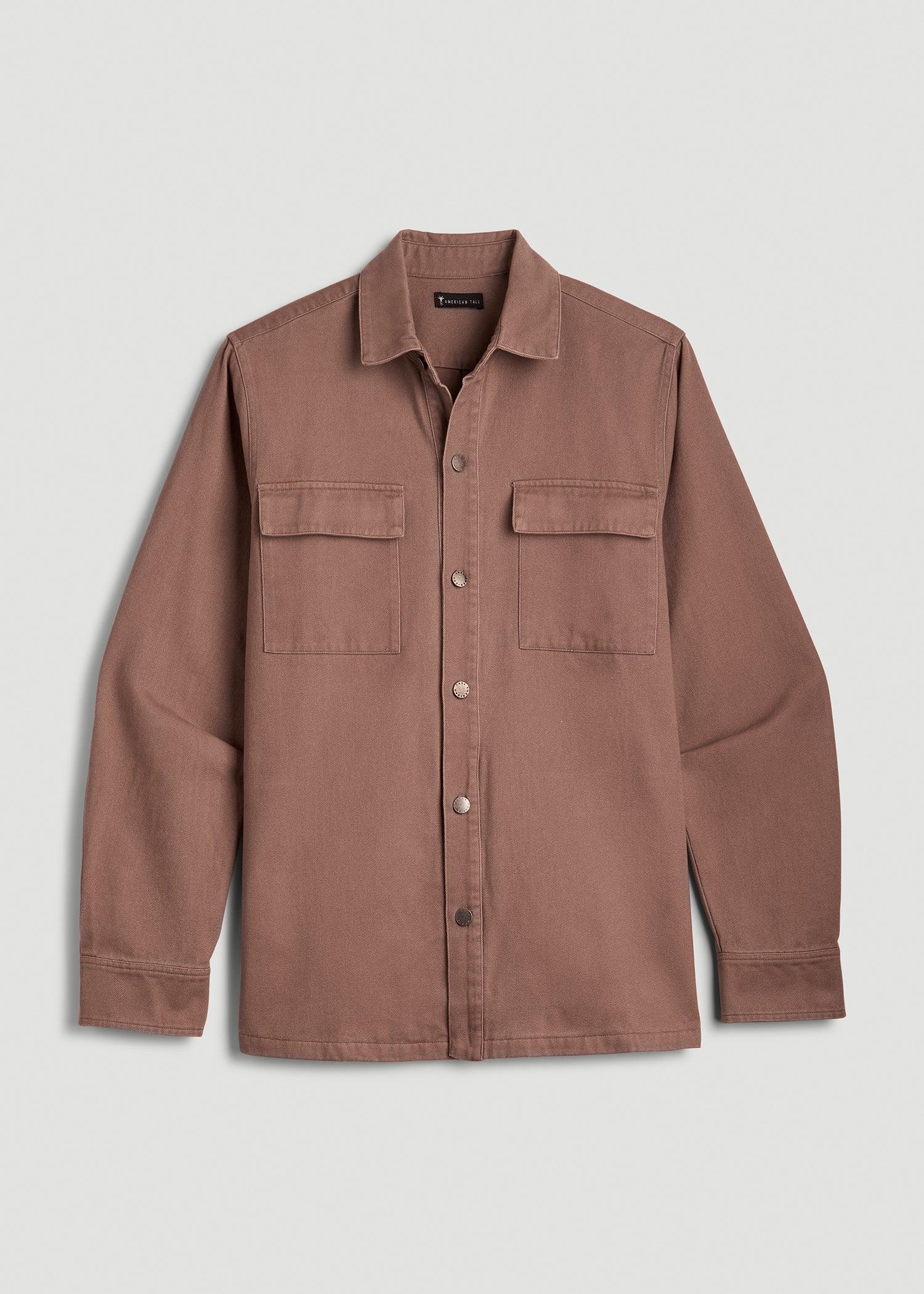 Casual Twill Shirt Jacket for Tall Men in Nutmeg Male Product Image