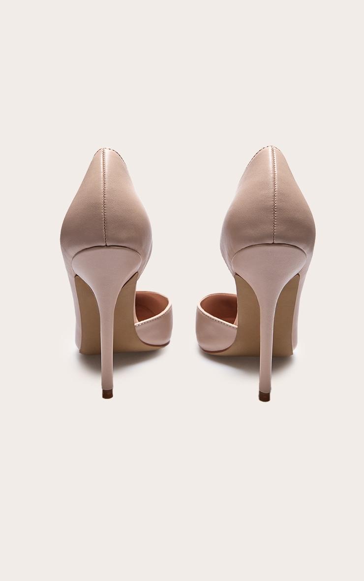 Nude Pu Point Toe Curved Cut Out High Heel Courts Product Image
