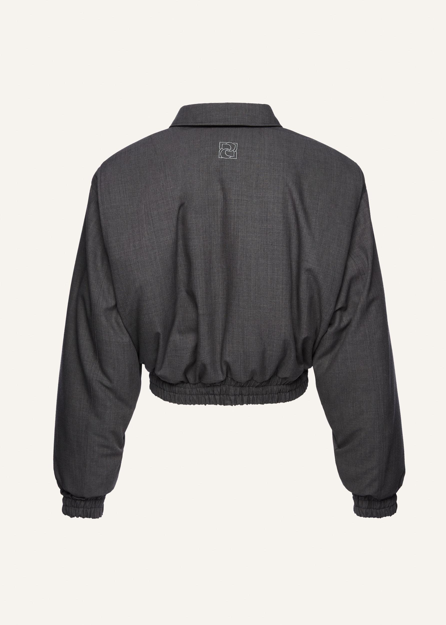 Cropped oversized zip jacket in grey Product Image