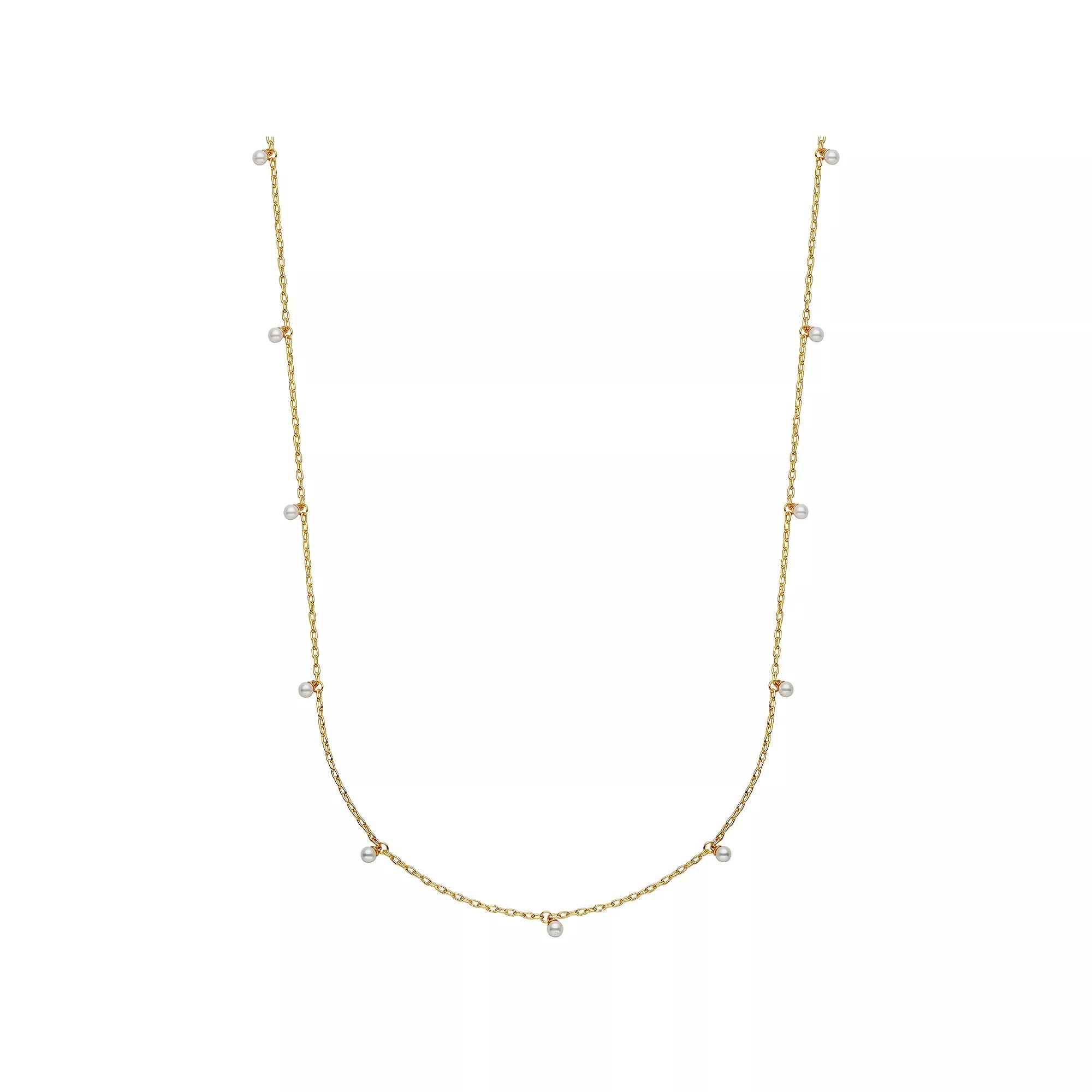 Sarafina 14k Gold Plated Simulated Pearl Station Necklace, Women's, Size: 15", Gold Tone White Product Image