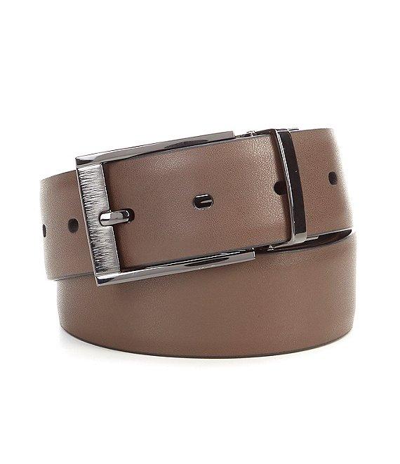 Murano Laser Head Silver Reversible Leather Belt Product Image