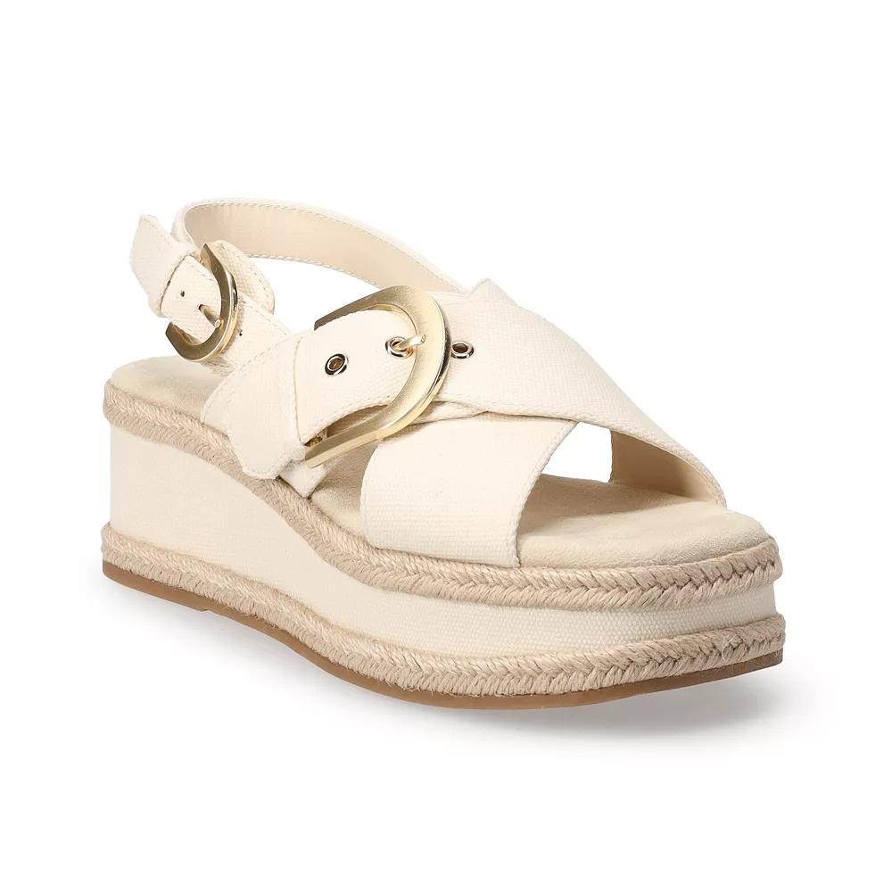 Sonoma Goods For Life® Cianna Buckle Women's Flatform Sandals, Size: 10, Ivory Product Image