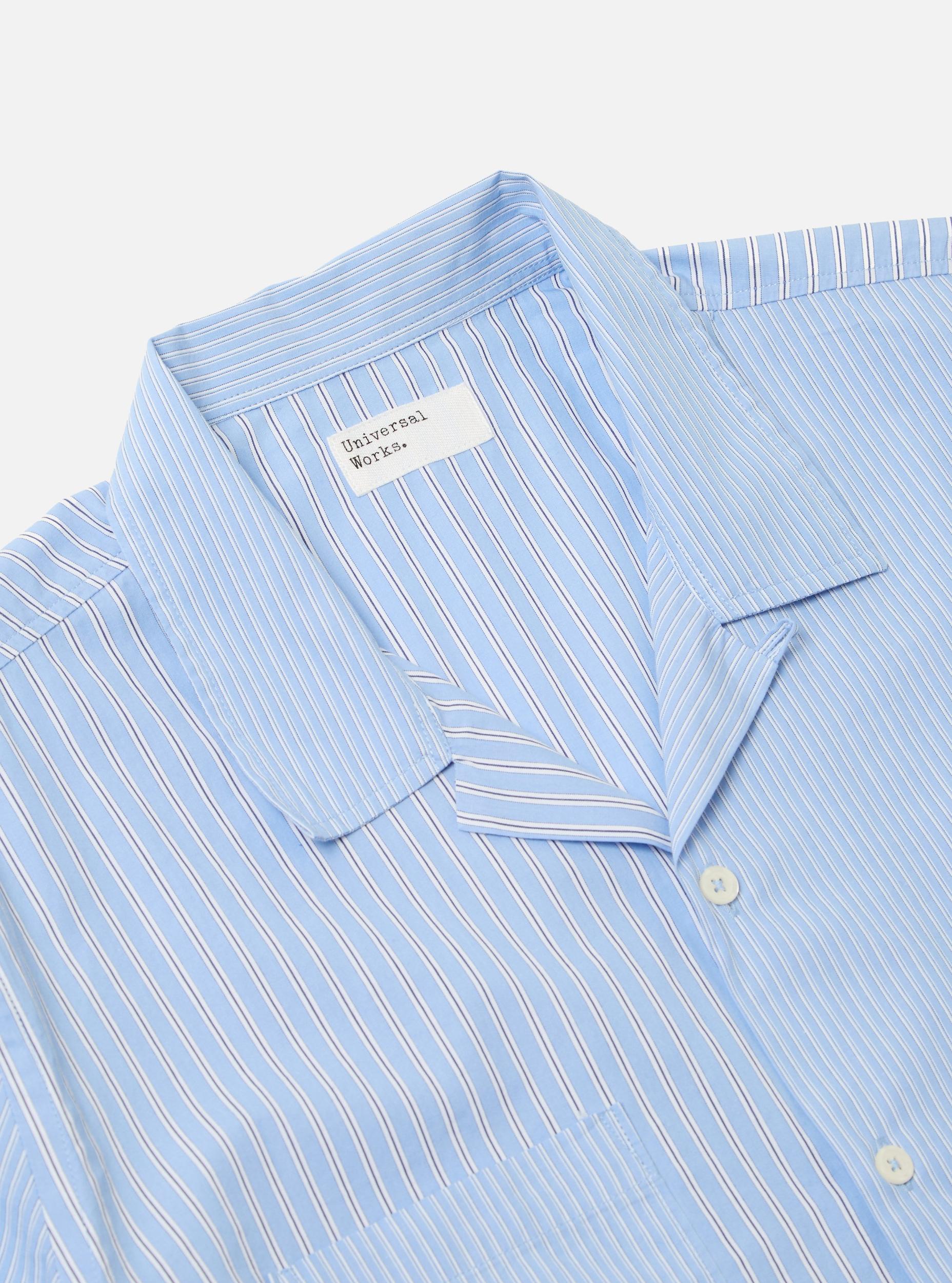 Universal Works Sal Road Shirt in Blue Vila Stripes Product Image