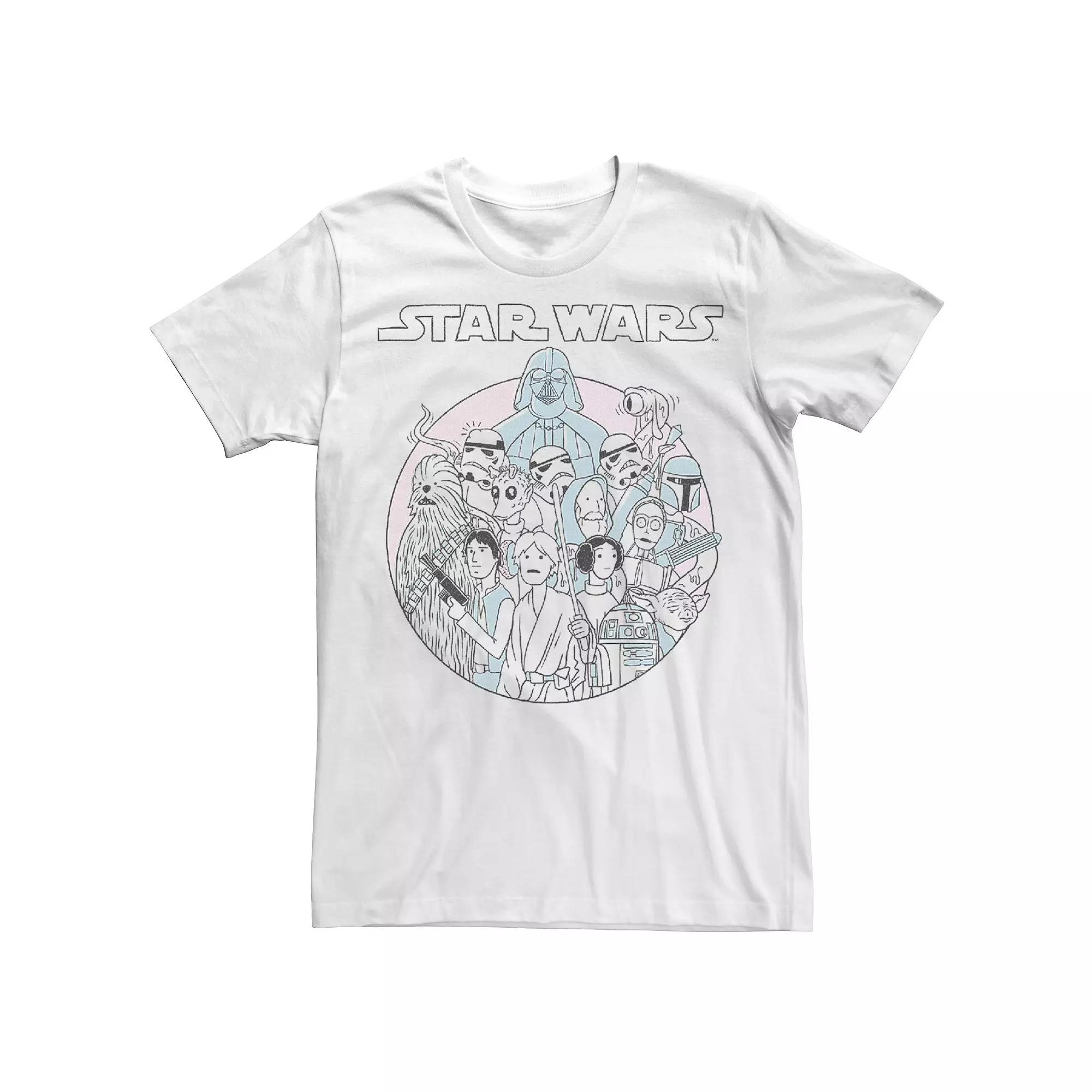Men's Star Wars Heroes & Villains Pastel Doodle Tee, Size: Medium, White Product Image