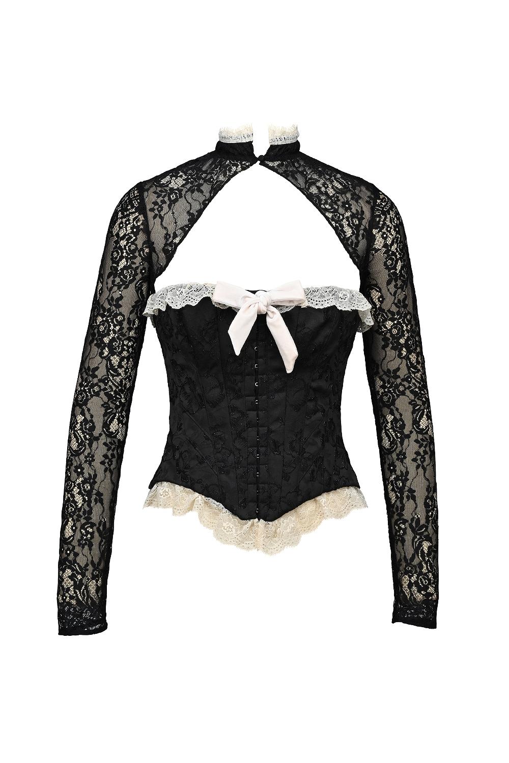 Perdita  black metallic jacquard corset & bolero - sale Product Image