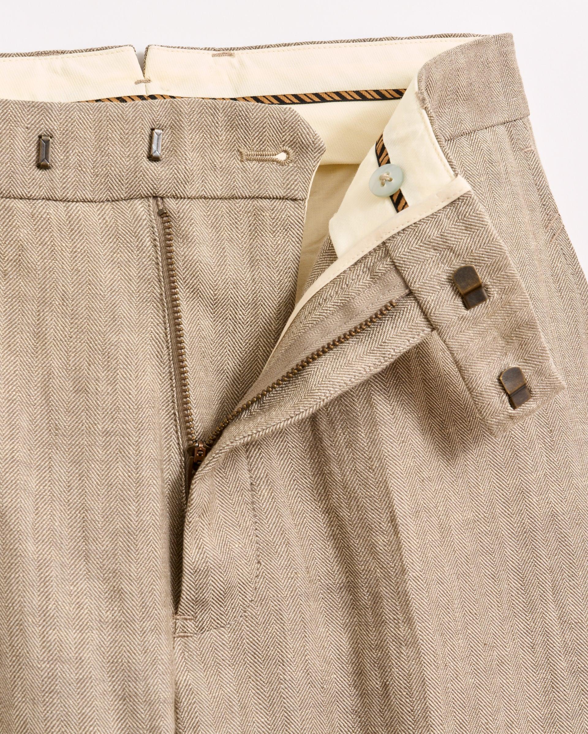 Herringbone Flat Front Trouser -  Product Image
