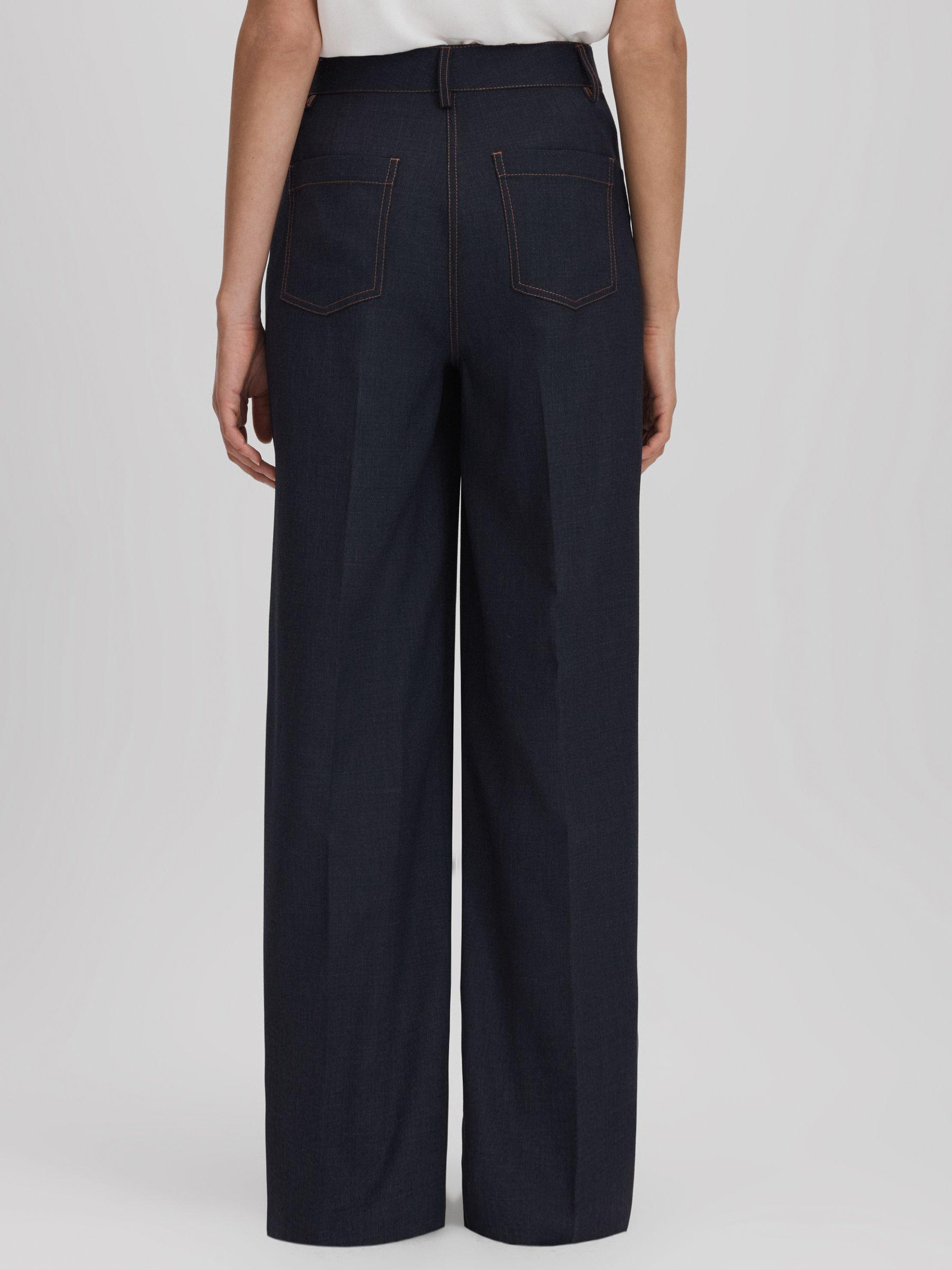 Wool Blend Denim Look Suit Trousers in Navy Product Image